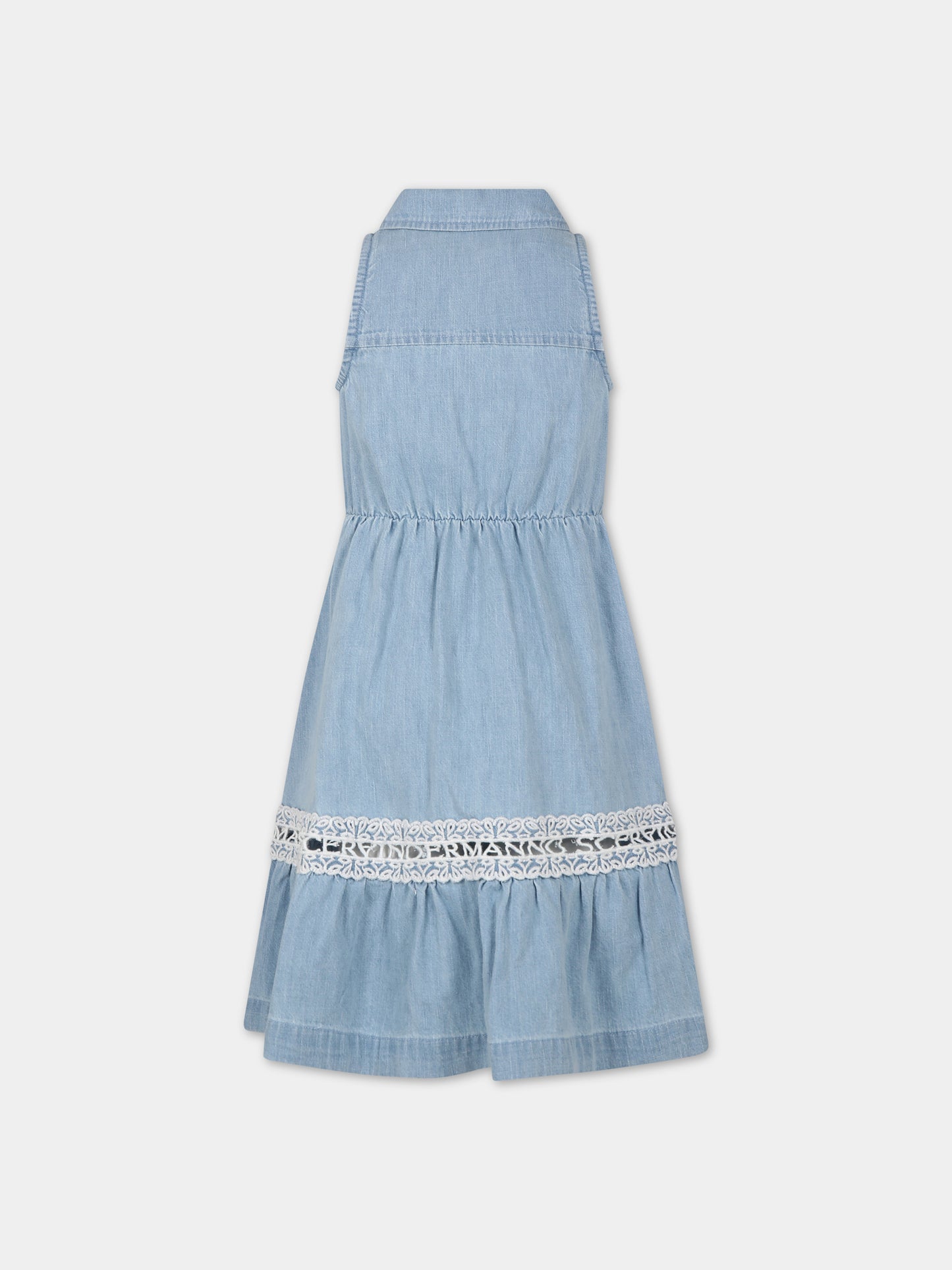 Vestito blu per bambina con logo,Ermanno Scervino Junior,SFAB030 C DF026 4100