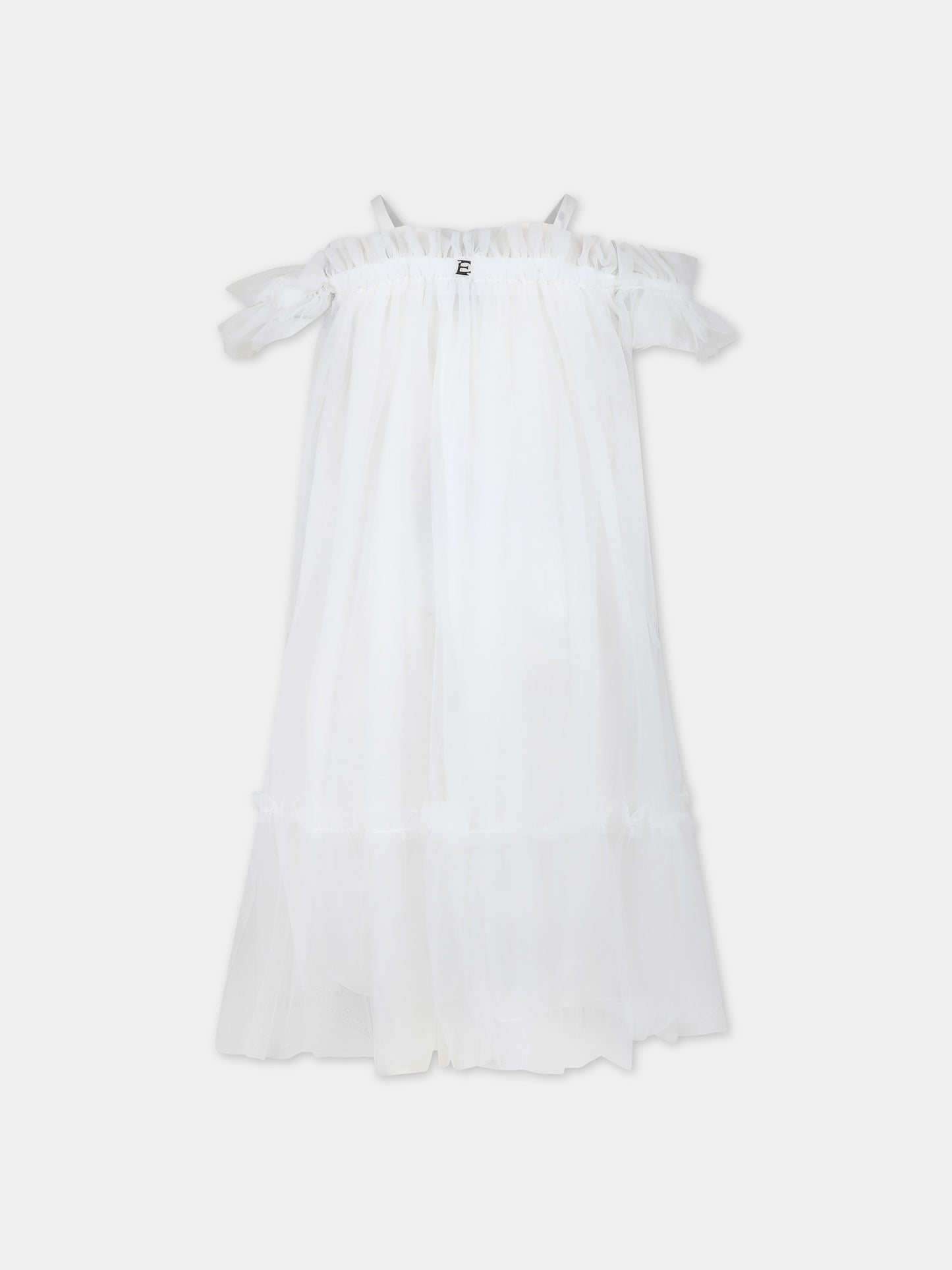 Vestito bianco per bambina con fiore,Ermanno Scervino Junior,SFAB037 0 TU032 0000