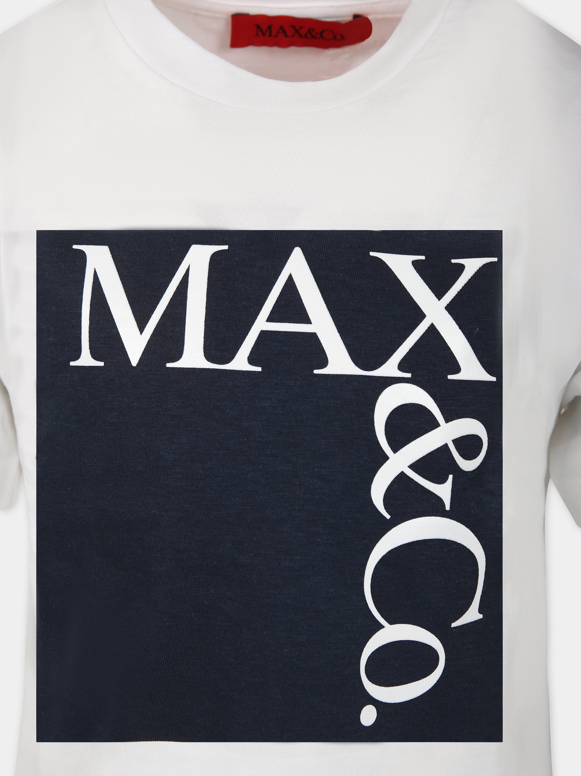 T-shirt bianca per bambina con logo,Max&co.,MX0005 MX014 MAXT1F MX10B