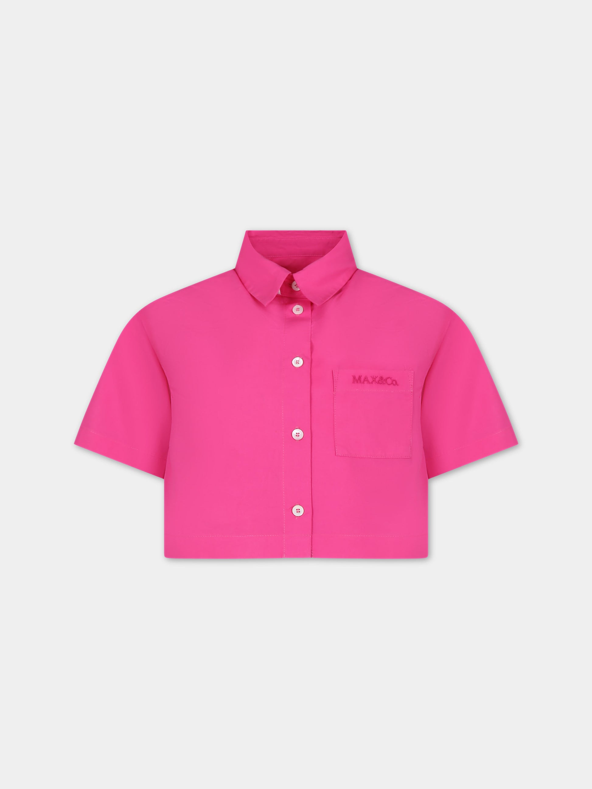 Camicia fucsia per bambina con logo,Max&co,MX0027 MX010 MAXC2F MX351