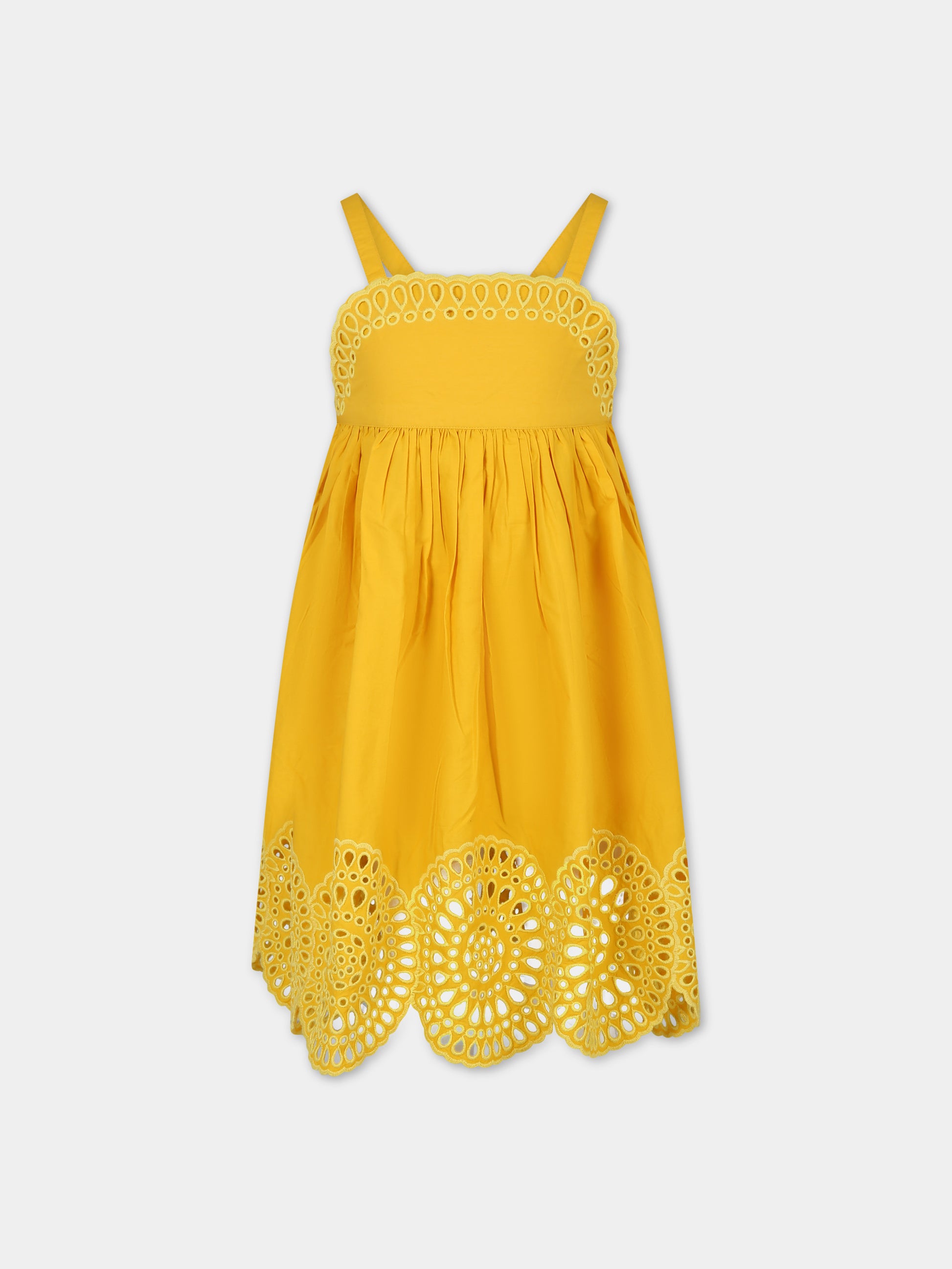 Vestito giallo per bambina con ricami,Stella Mccartney Kids,TU1B92 Z1594 230