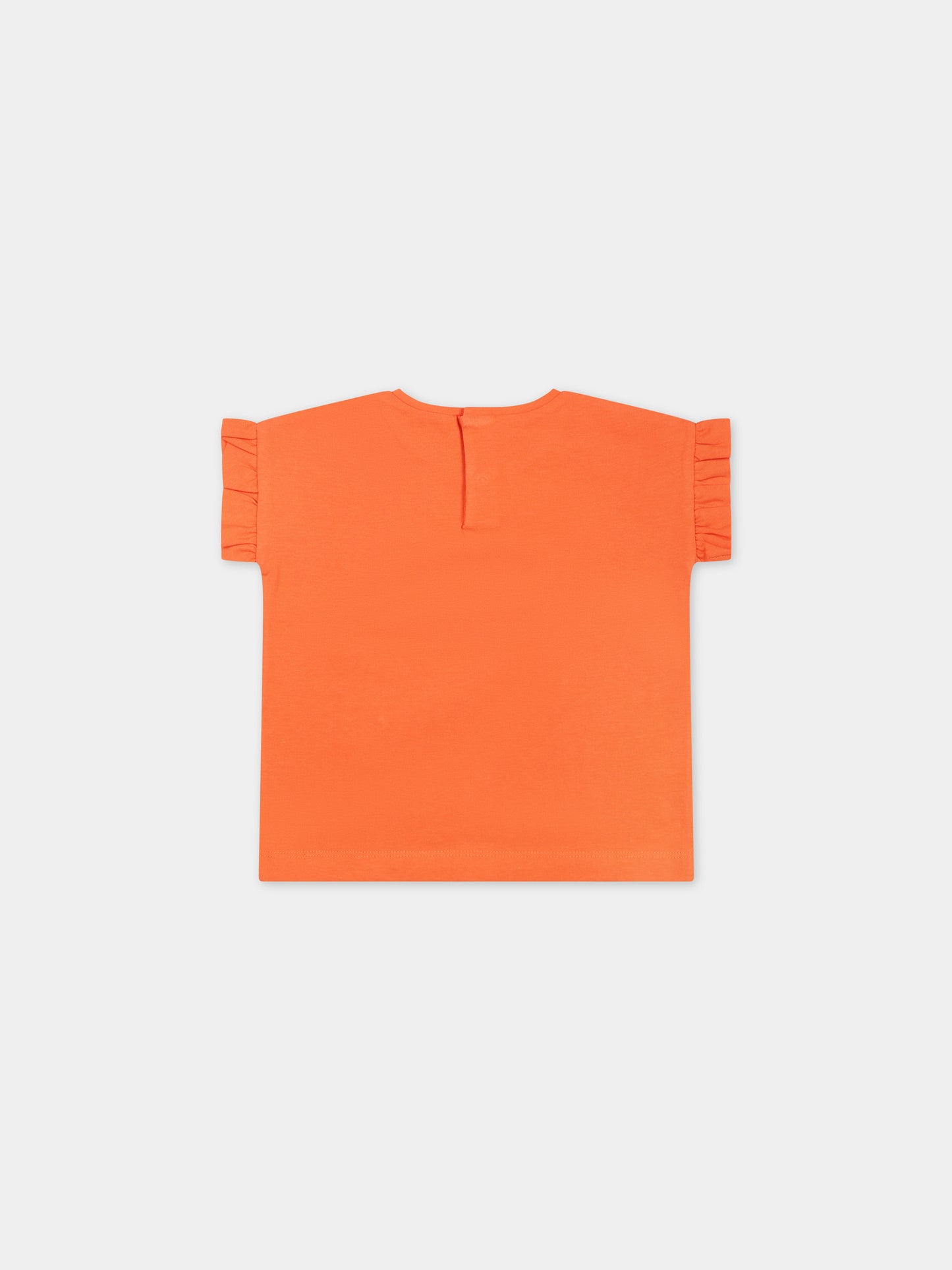 T-shirt arancione per neonata con stampa lama,Mayoral,1013 030