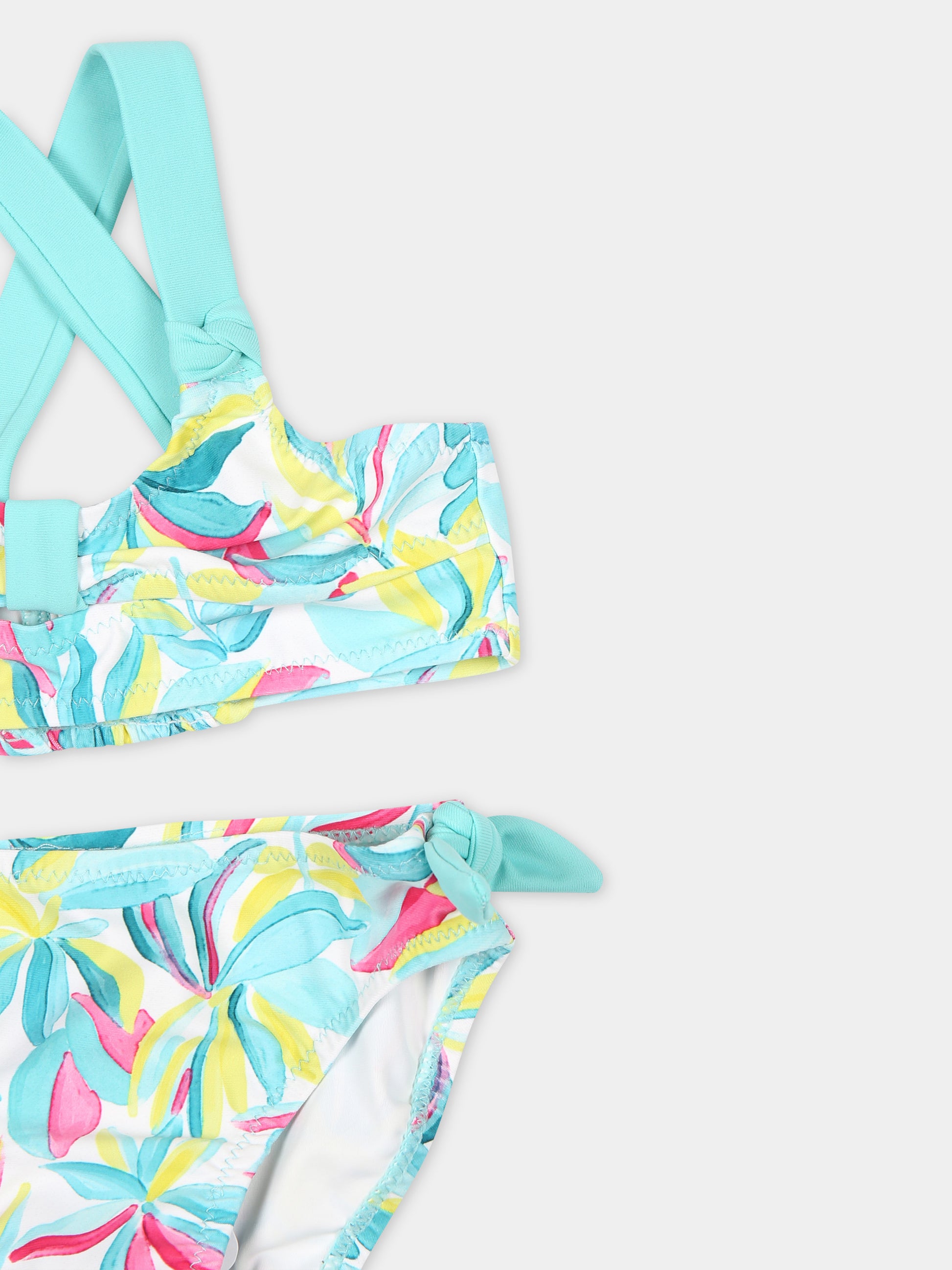 Bikini bianco per neonata con stampa foglie,Mayoral,1739 031