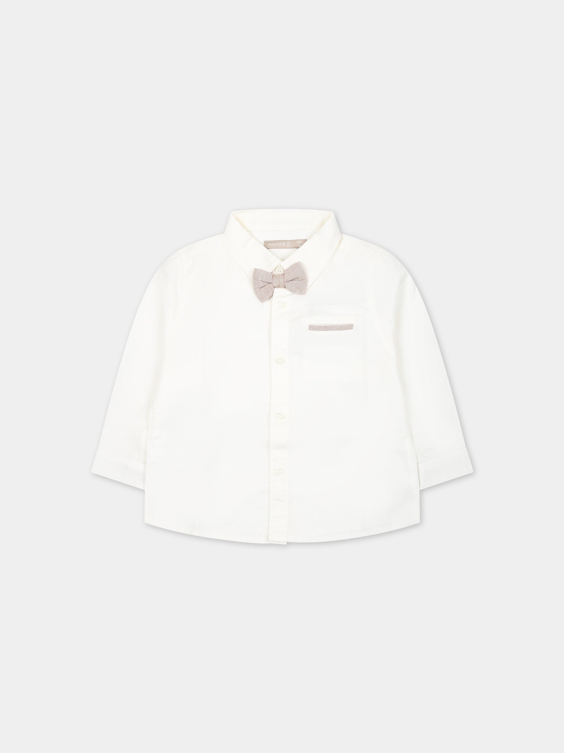 Camicia avorio per neonato con papillon,Mayoral,1116 012