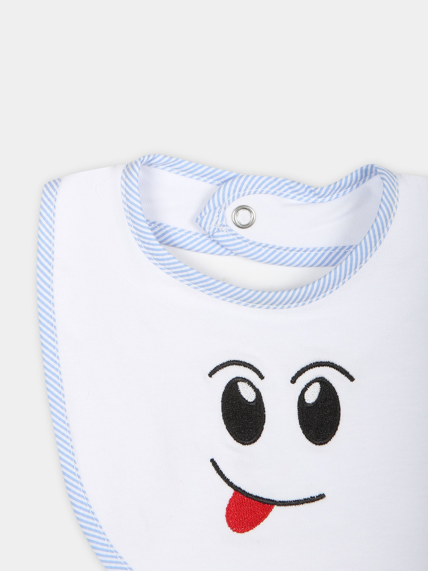 Bavaglino bianco per neonato con ricamo,Falcotto,001 6002214 01 0N01