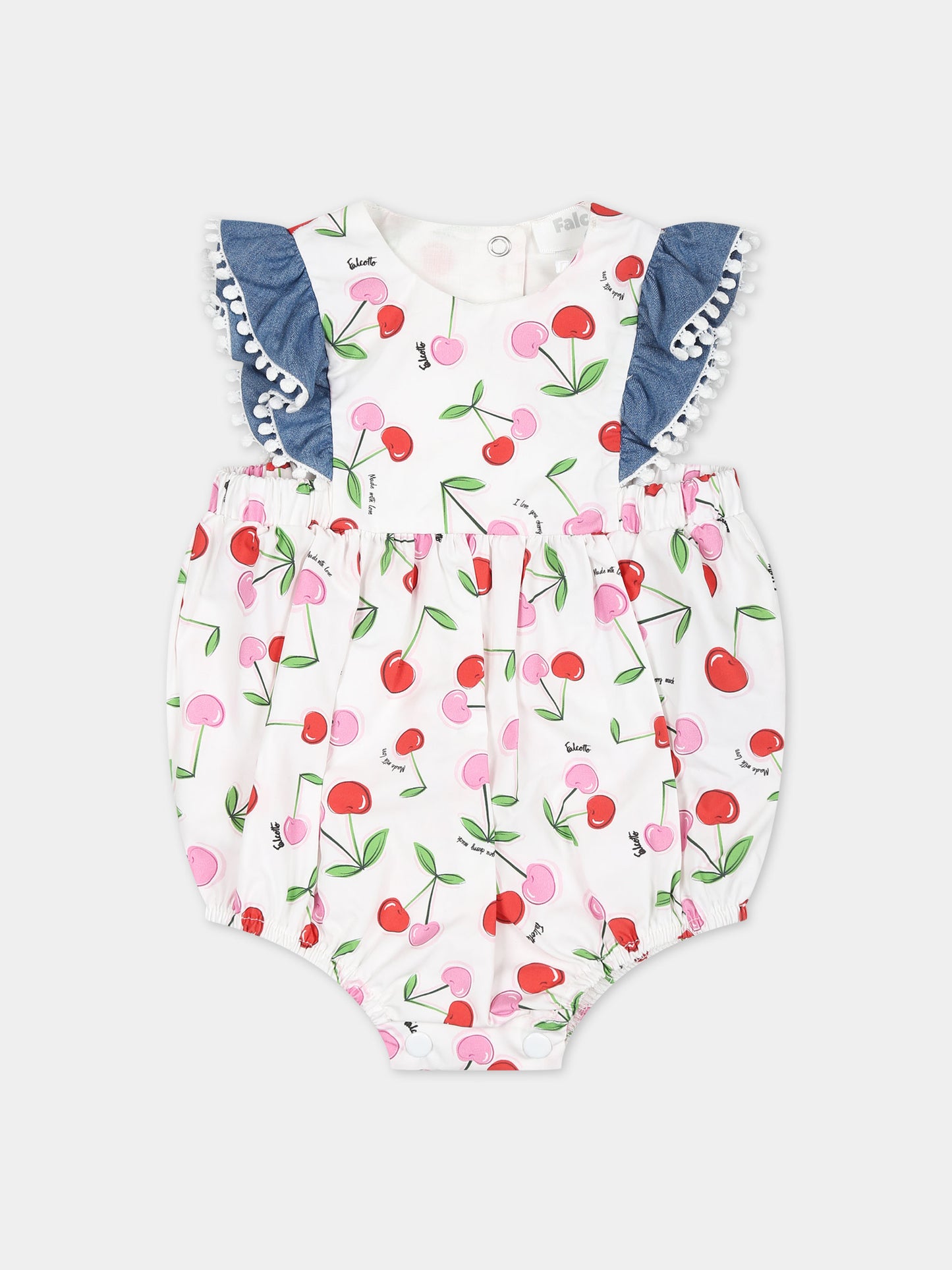 Pagliaccetto bianco per neonata con stampa ciliegie,Falcotto,001 6002215 01 1H09