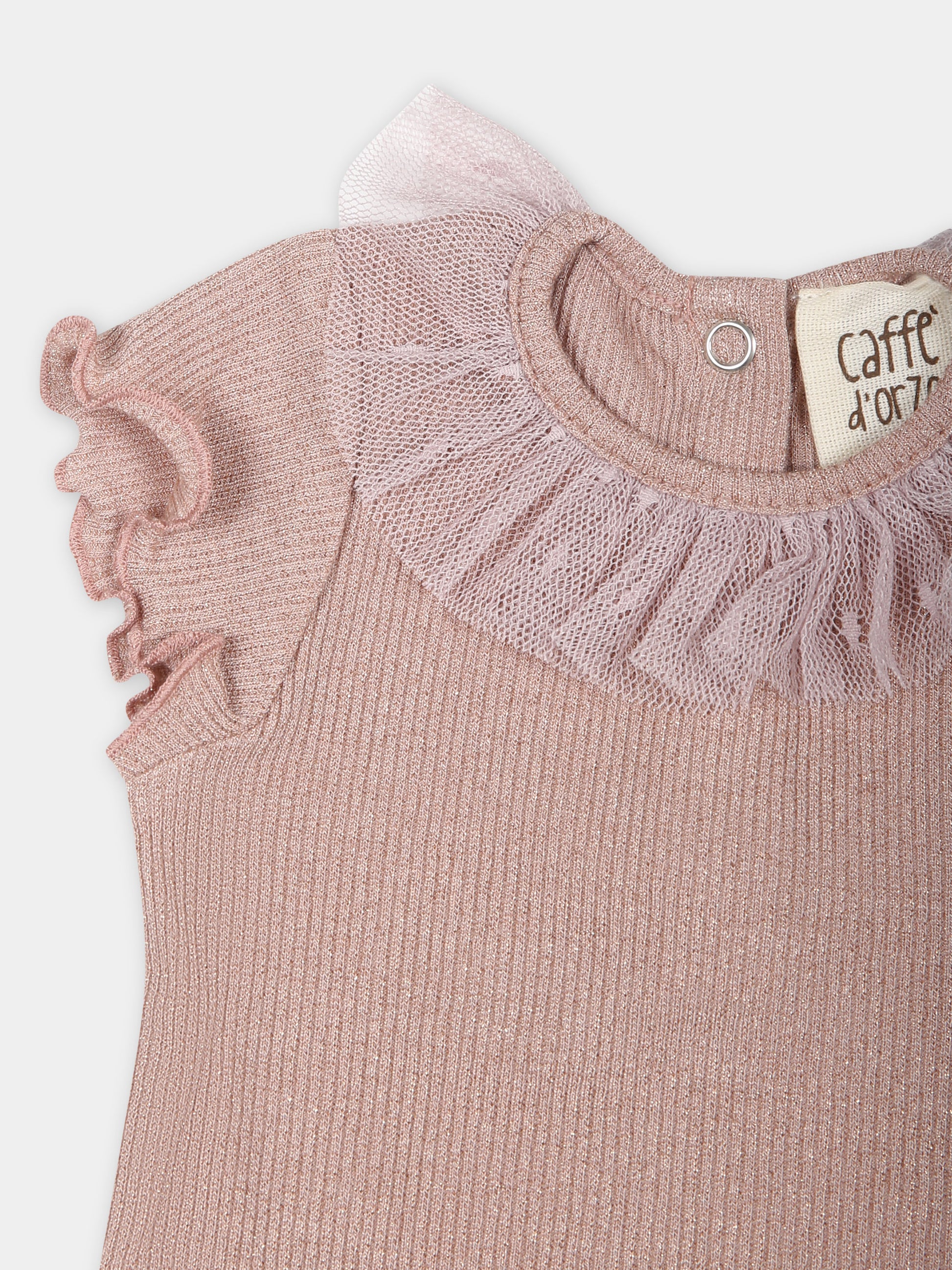Body rosa per neonata con tulle,Caffe' D'orzo,ZUAA11 J0384 536OR