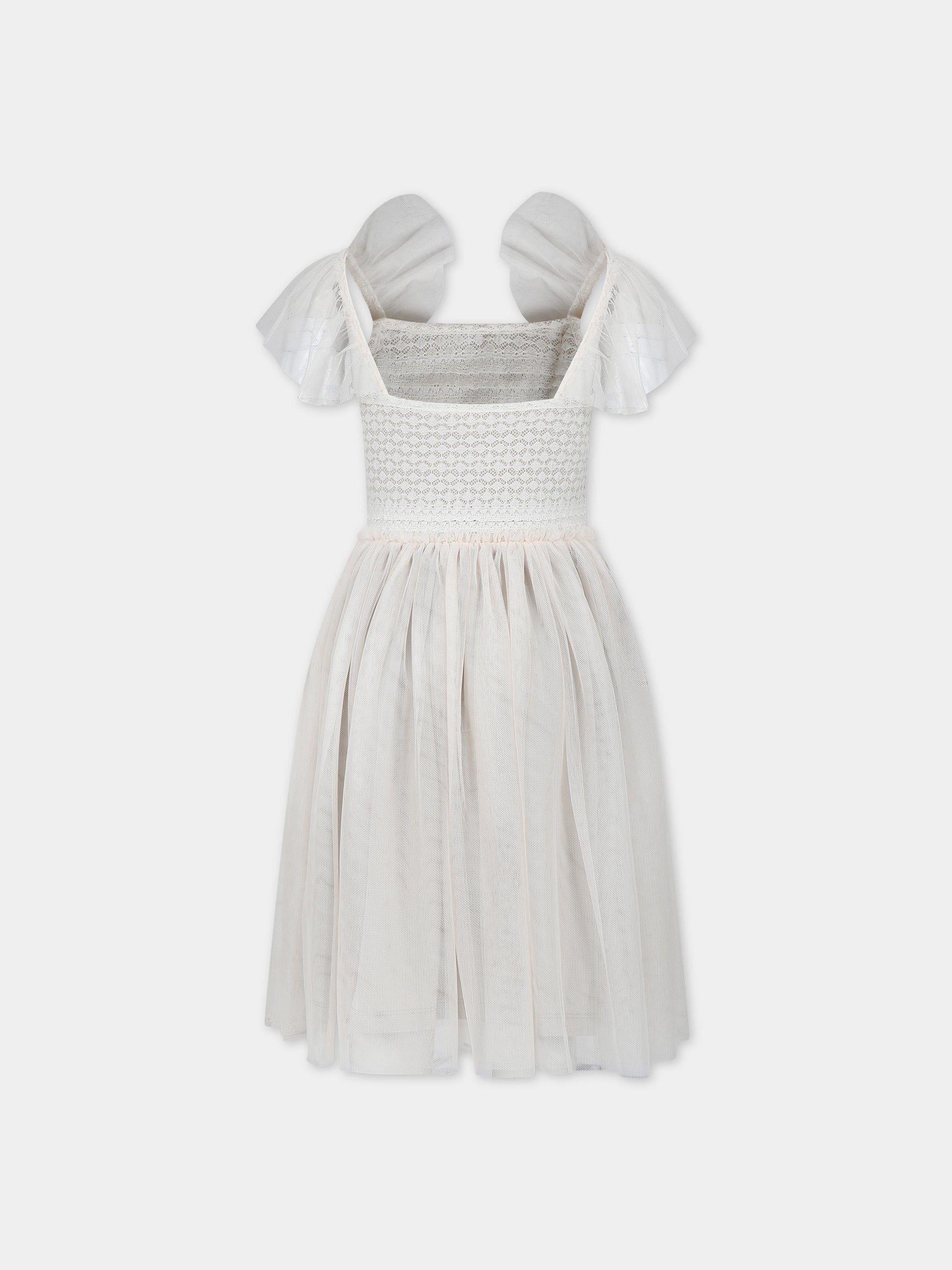 Vestito elegante avorio in tulle,Caffe' D'orzo,ZU1A51 T0073 106