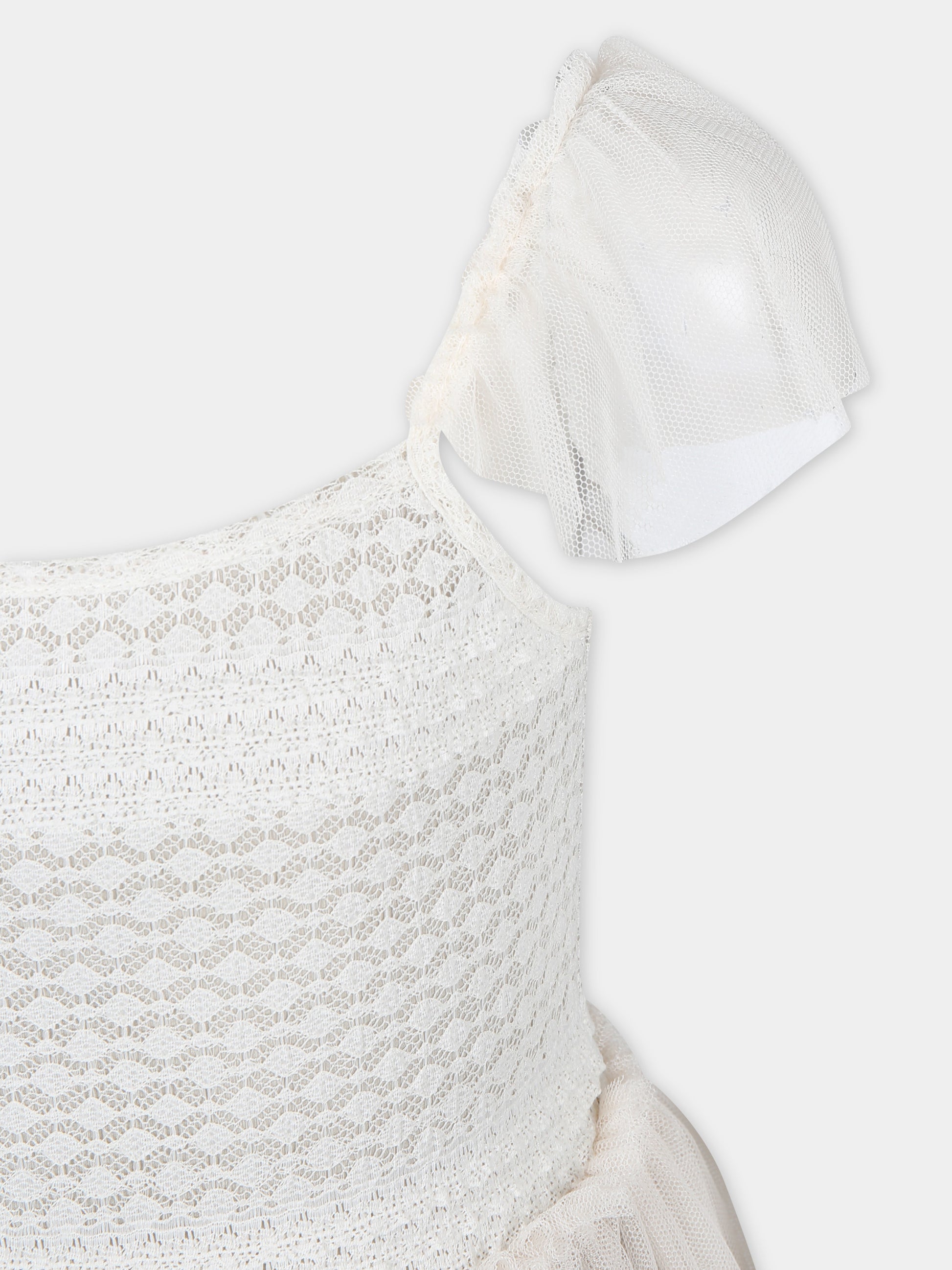 Vestito elegante avorio in tulle,Caffe' D'orzo,ZU1A51 T0073 106