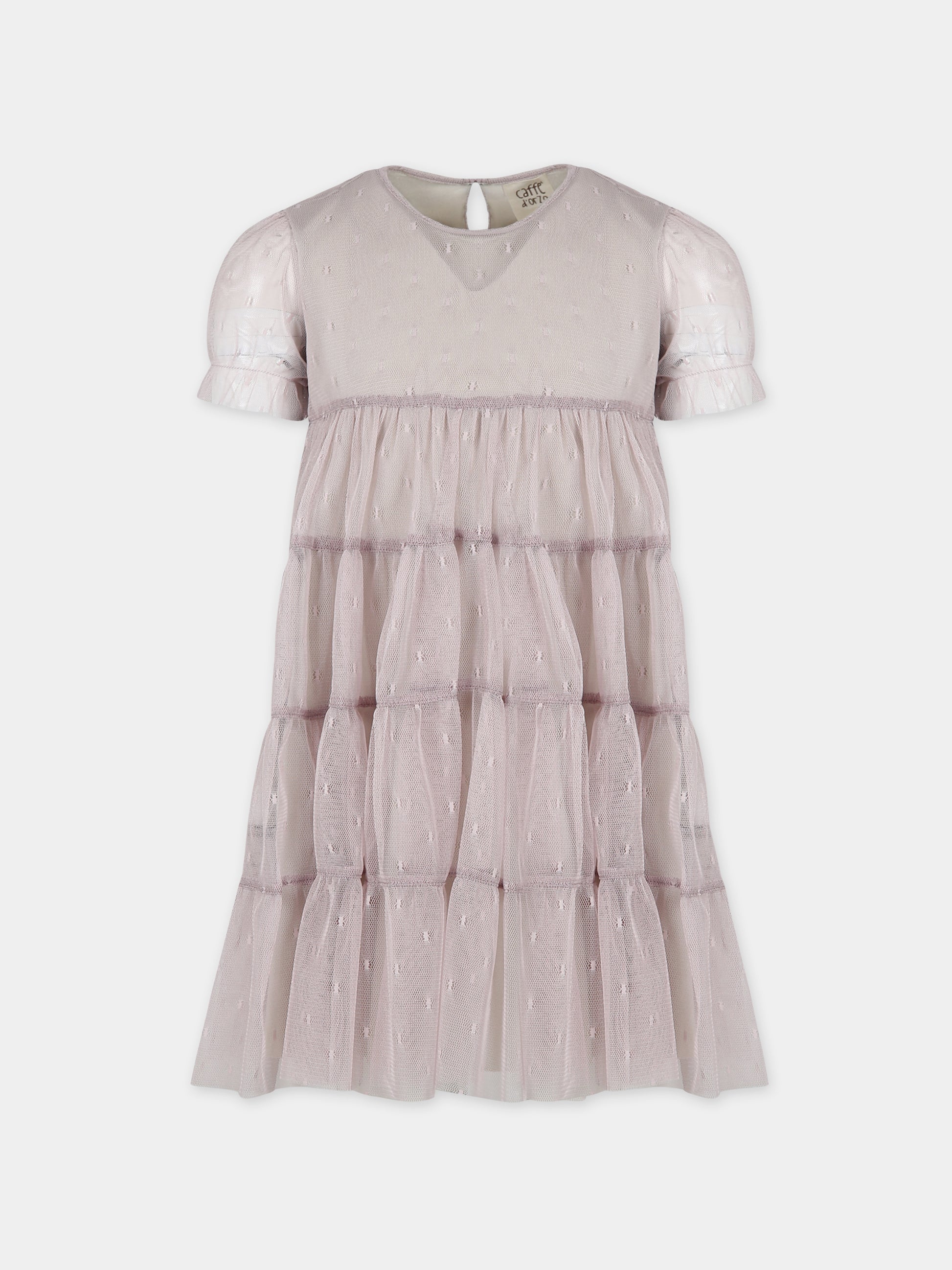 Vestito rosa per bambina con ricami,Caffe' D'orzo,ZU1B21 T0075 107