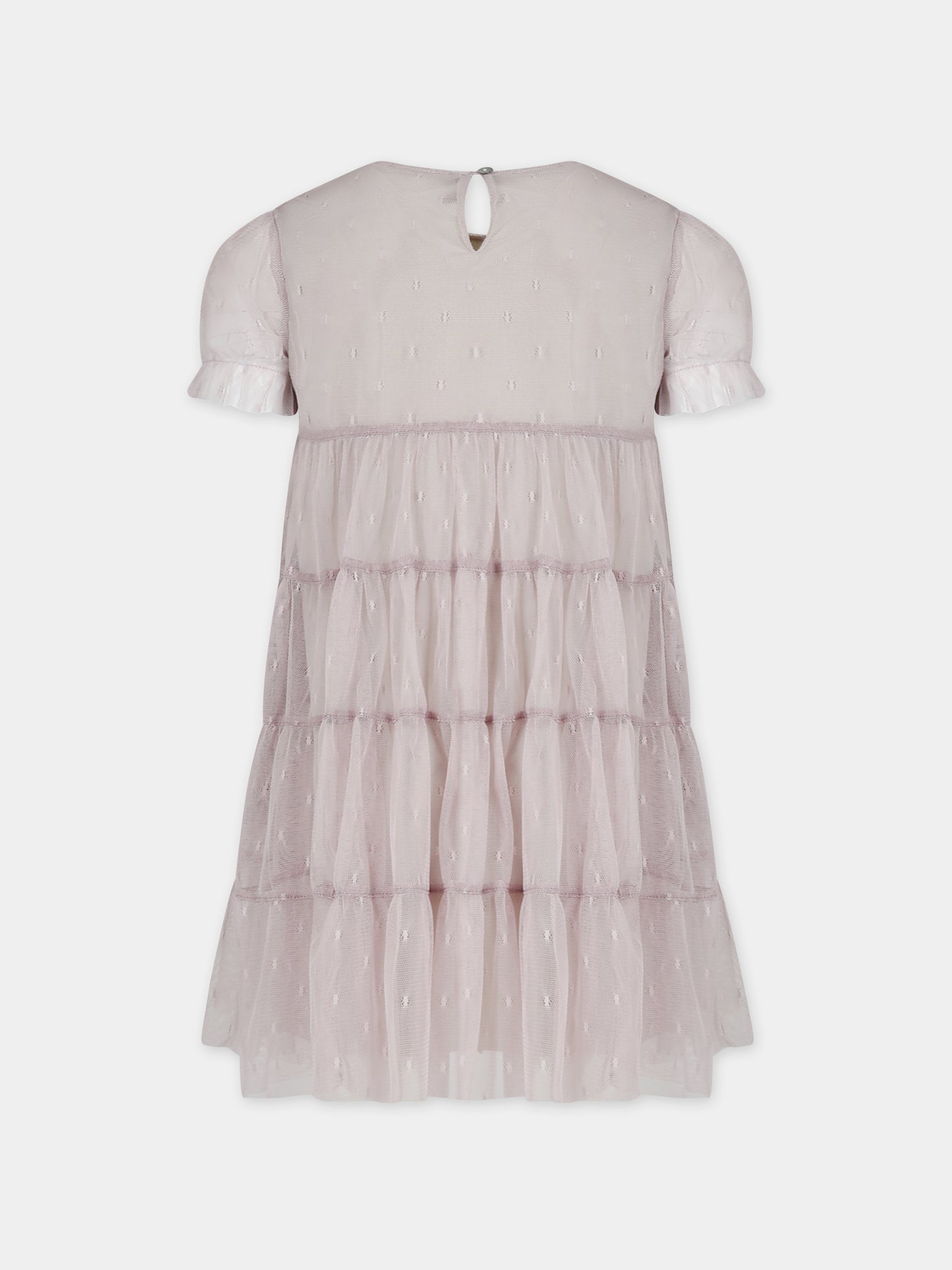 Vestito rosa per bambina con ricami,Caffe' D'orzo,ZU1B21 T0075 107