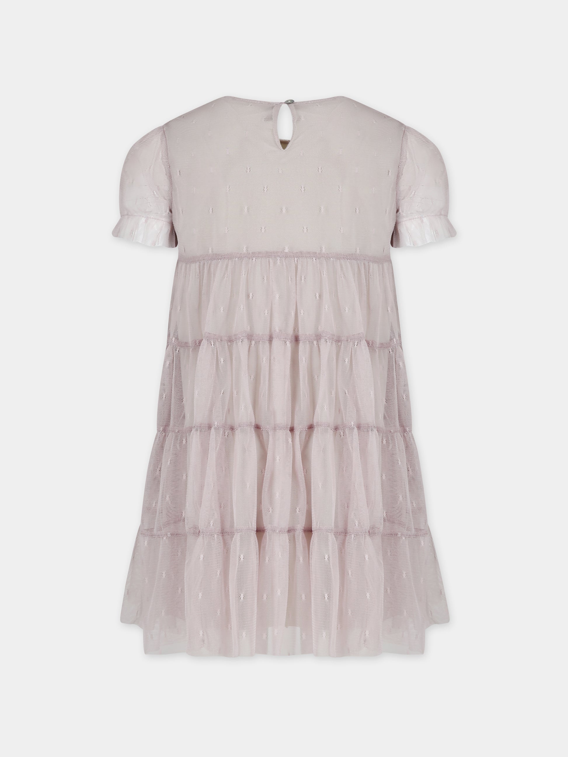 Vestito rosa per bambina con ricami,Caffe' D'orzo,ZU1B21 T0075 107