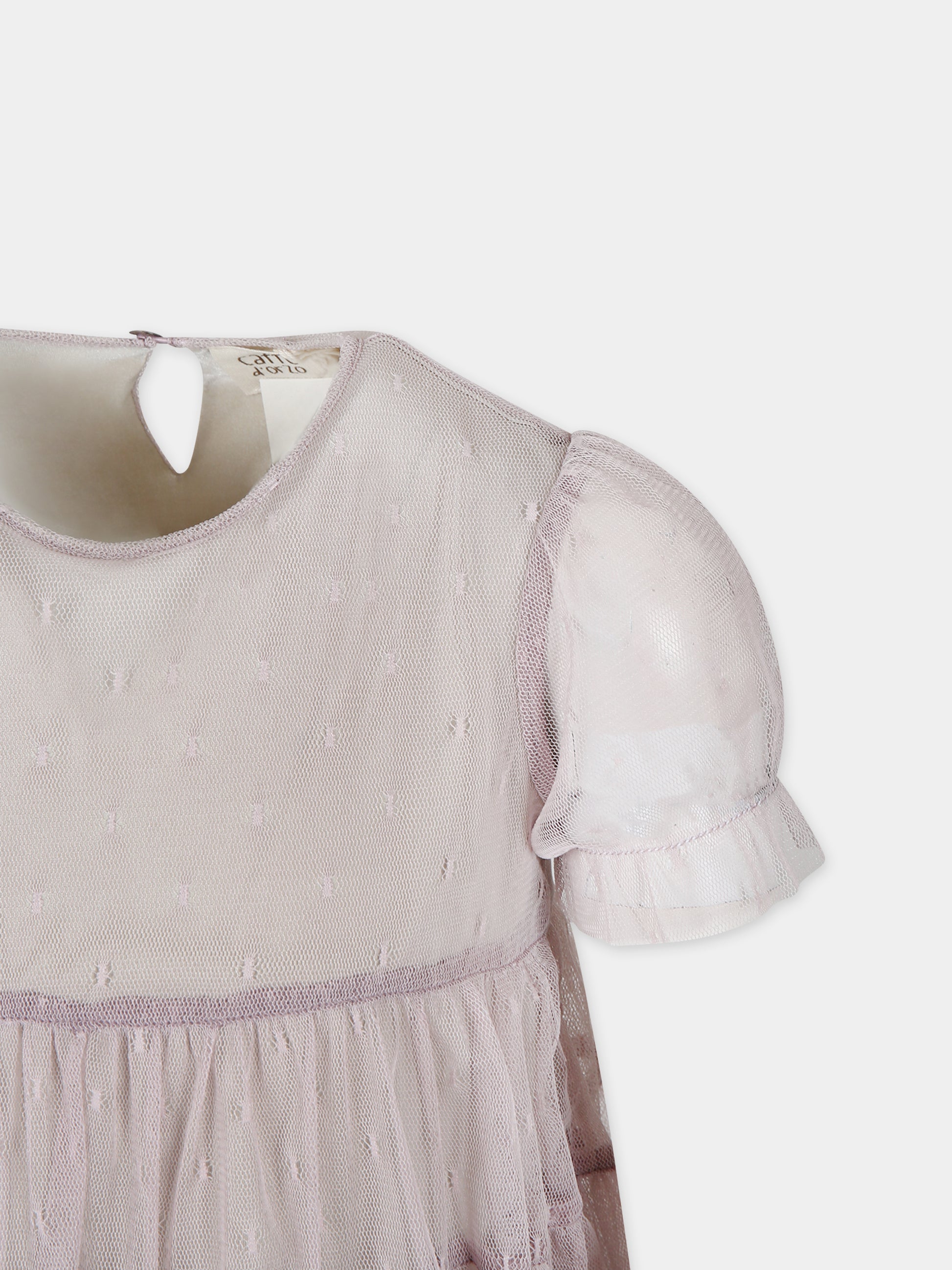 Vestito rosa per bambina con ricami,Caffe' D'orzo,ZU1B21 T0075 107