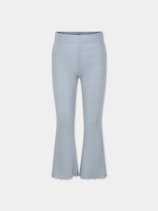 Pantaloni celesti per bambina con lurex,Caffe' D'orzo,ZU6A50 J0384 607AG