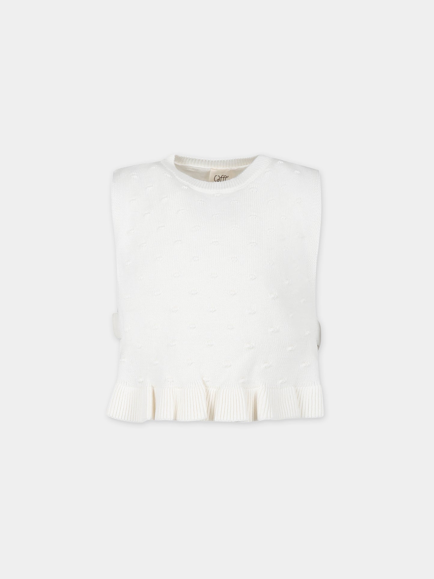 Top bianco per bambina,Caffe' D'orzo,ZU9A82 Z2164 102