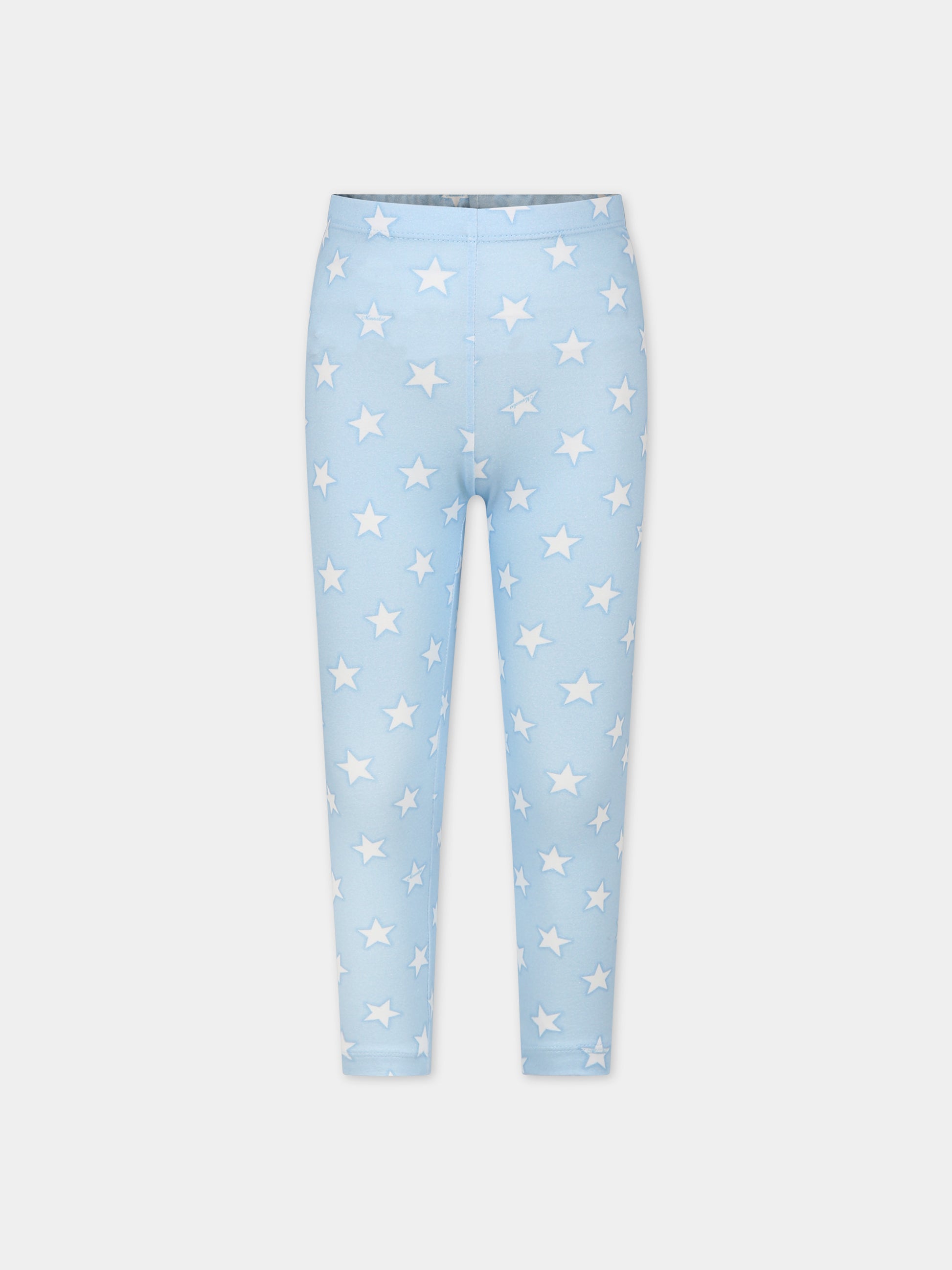 Leggings celesti per bambina con stelle,Monnalisa,11C406 3623 0058