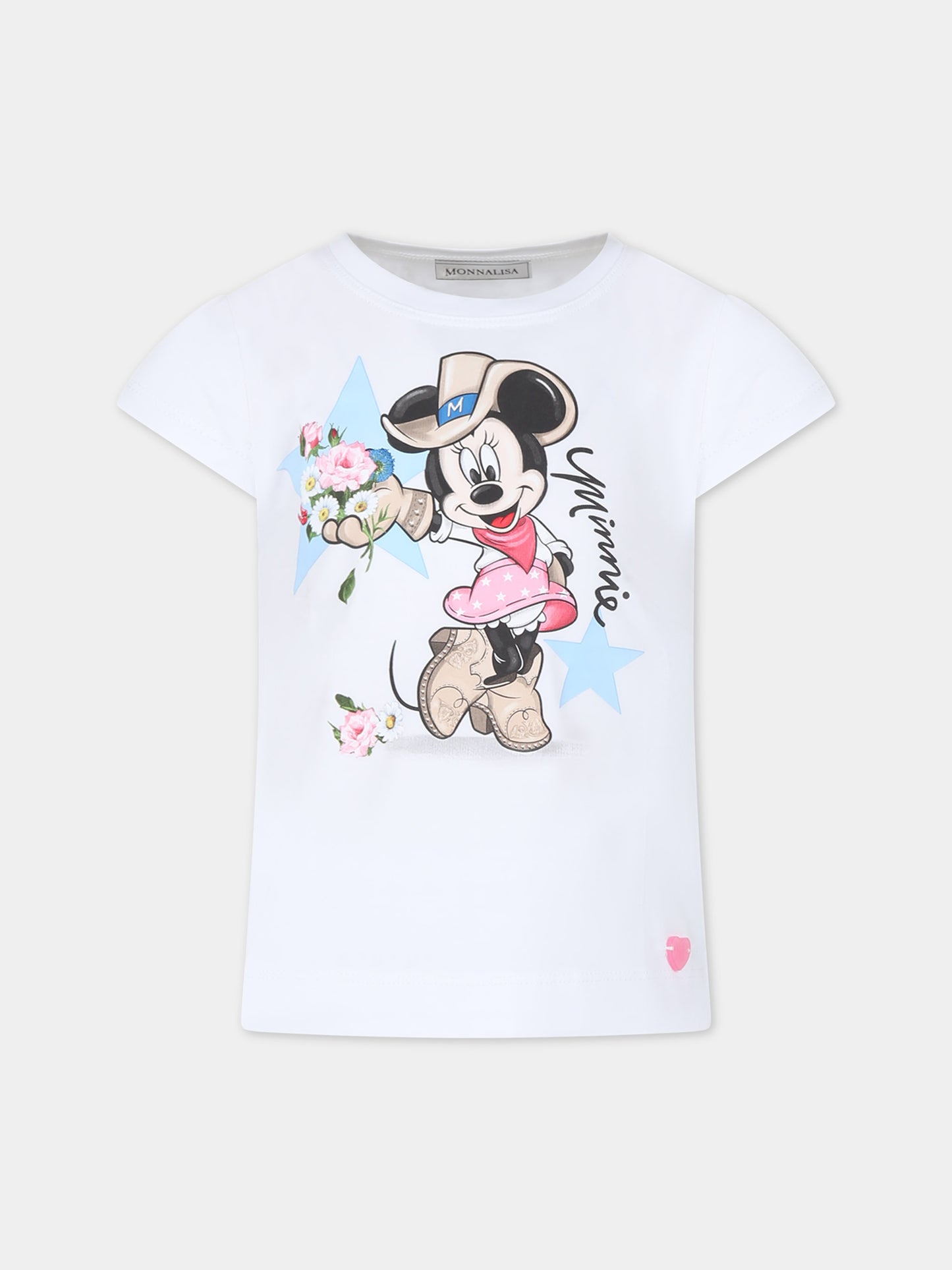 T-shirt bianca per bambina con Minnie,Monnalisa,11C608 3201 0099
