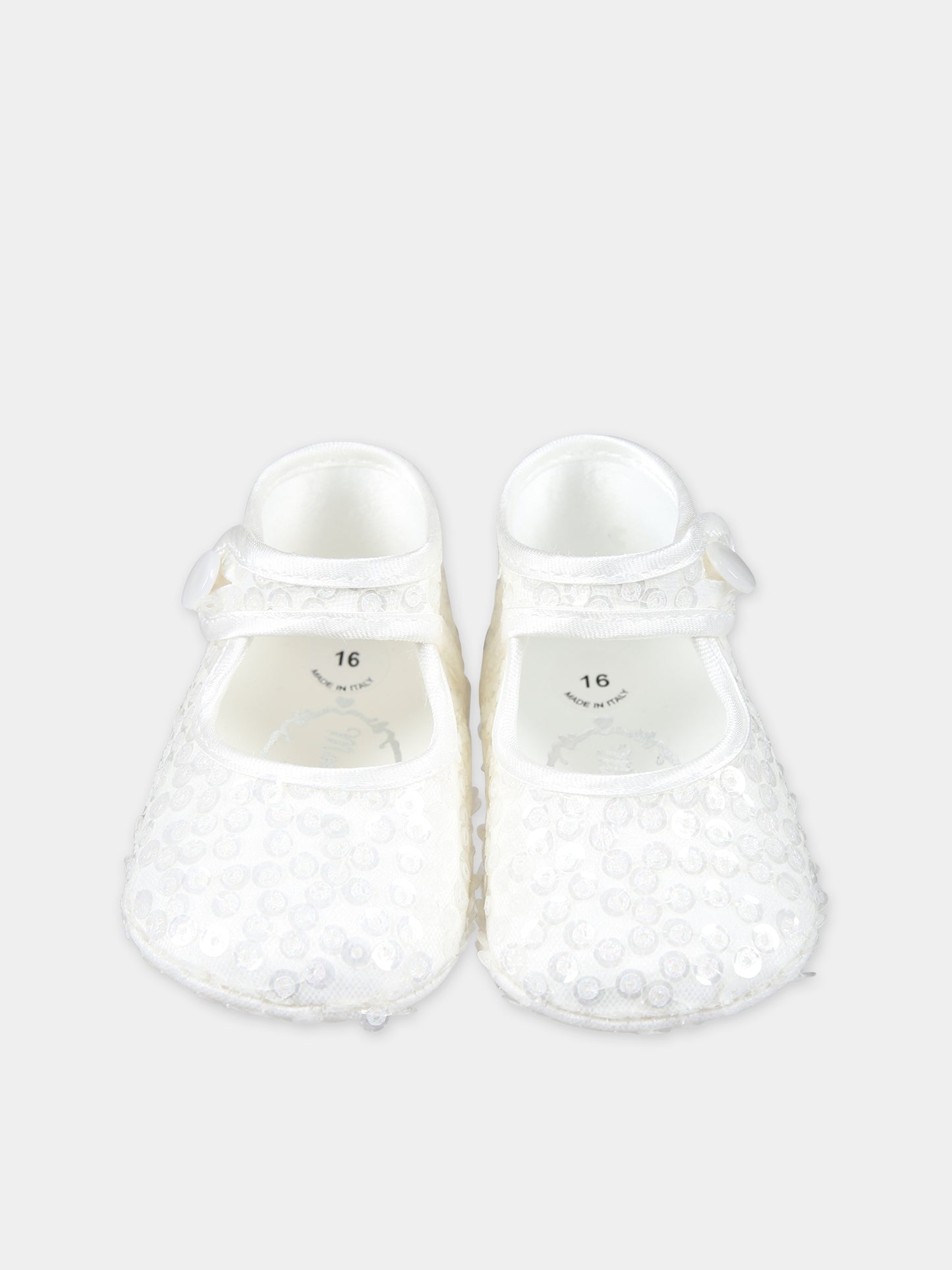 Ballerine bianche  per neonata con paiettes,Monnalisa,73C002 3901 0001