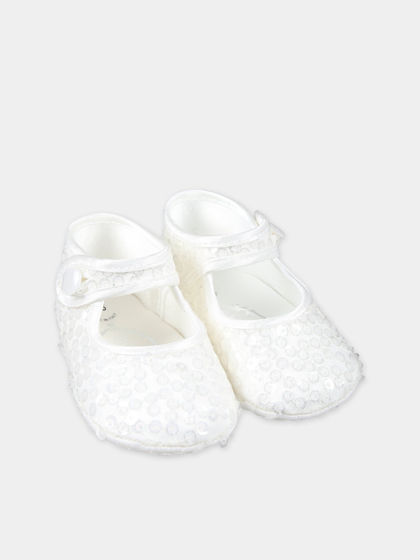 Ballerine bianche  per neonata con paiettes,Monnalisa,73C002 3901 0001