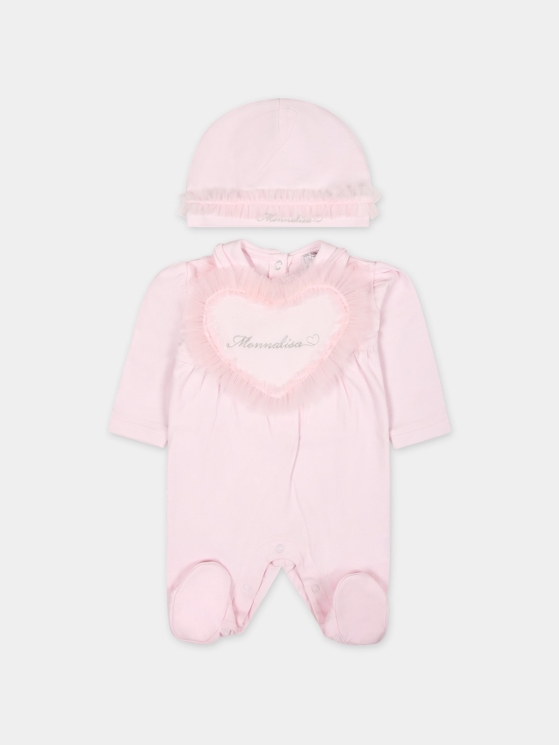 Set per neonata con cuore e rouches,Monnalisa,35C507 3000 0091
