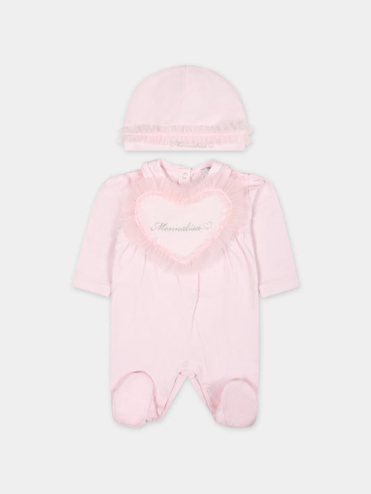 Set per neonata con cuore e rouches,Monnalisa,35C507 3000 0091