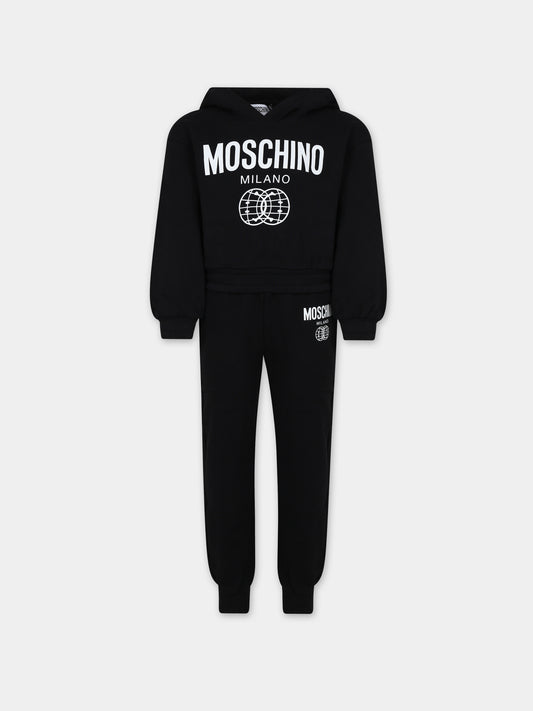 Completo nero per bambina con smile,Moschino Kids,HDK02J LCA44 60100