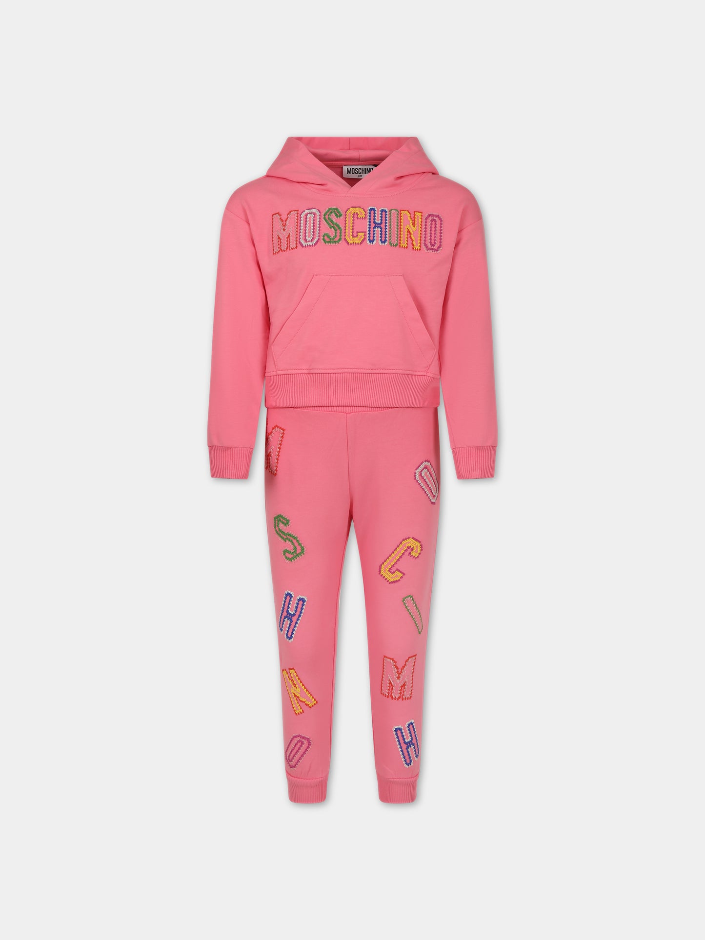 Completo rosa per bambina con logo,Moschino Kids,HDK02K LDA00 51047