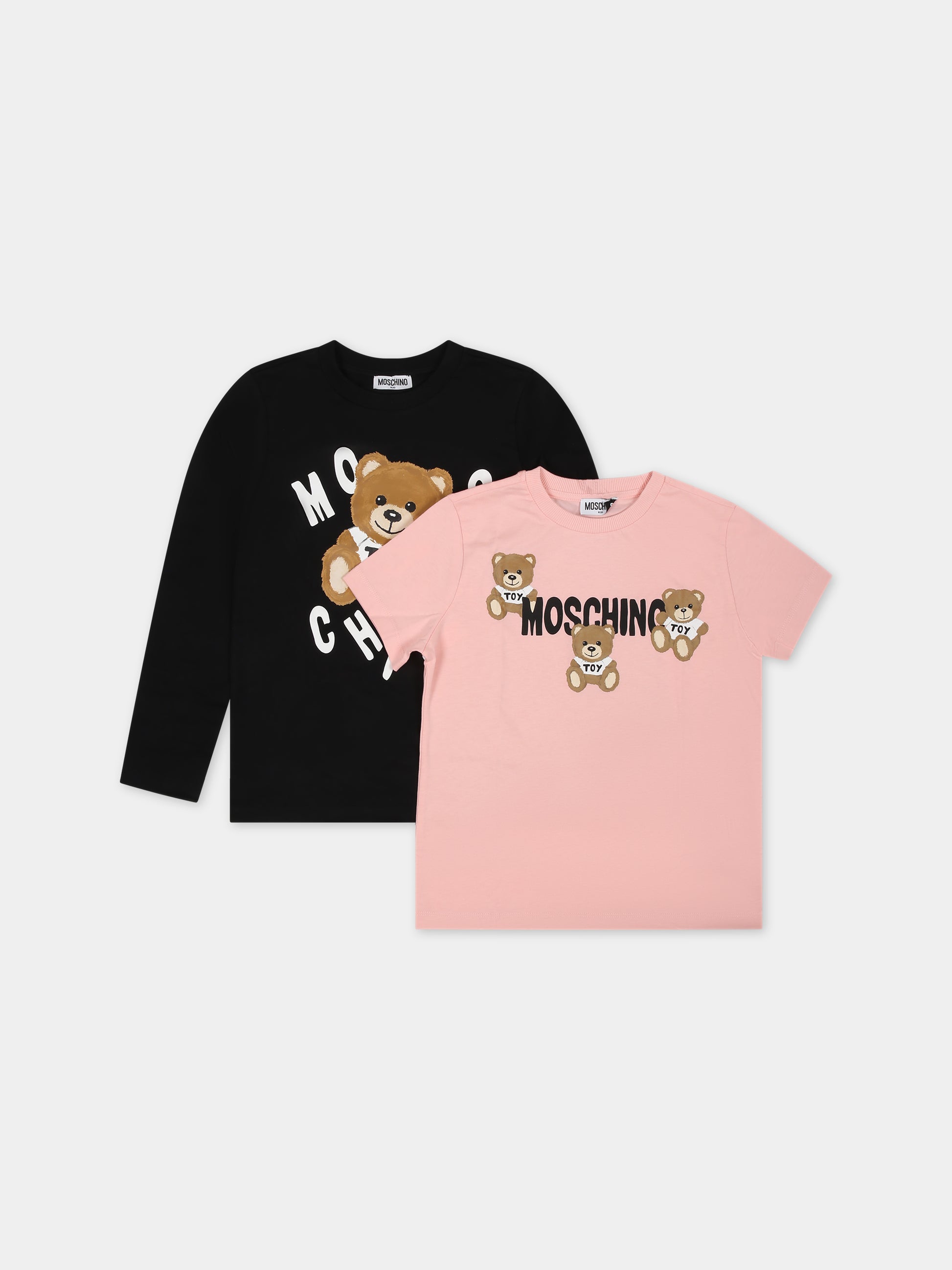 Set rosa per bambina con Teddy Bears e logo,Moschino Kids,HPK024 LAA23 50209