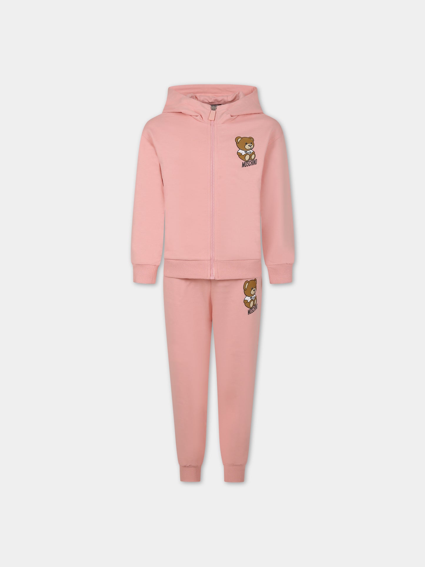 Completo rosa per bambina con Teddy Bear e logo,Moschino Kids,HUK03A LCA19 50209