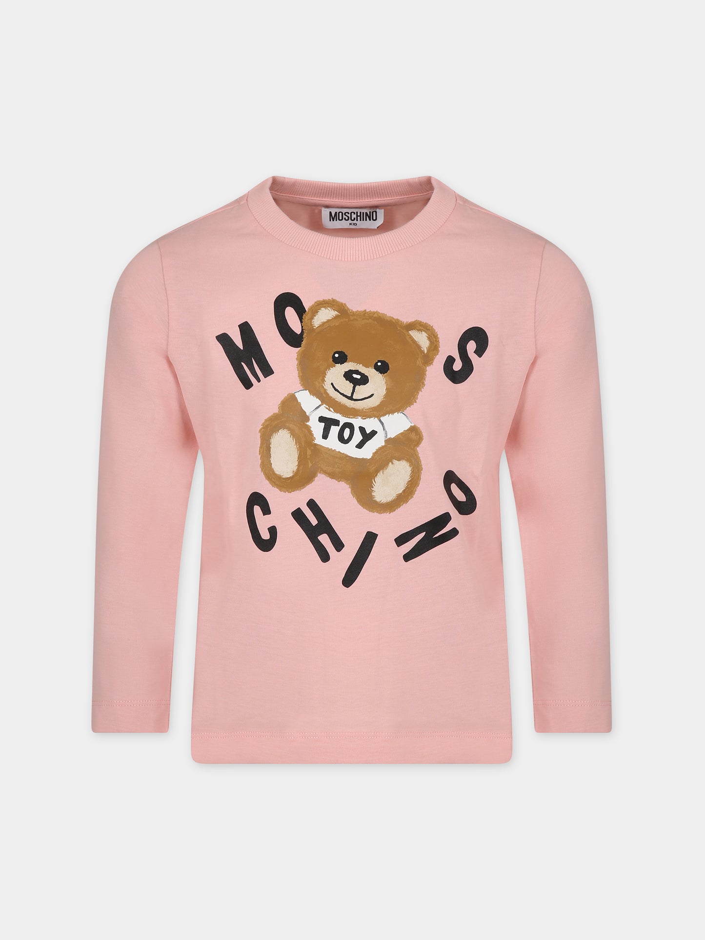 T-shirt rosa per bambina con Teddy Bear,Moschino Kids,HUO00Q LAA23 50209