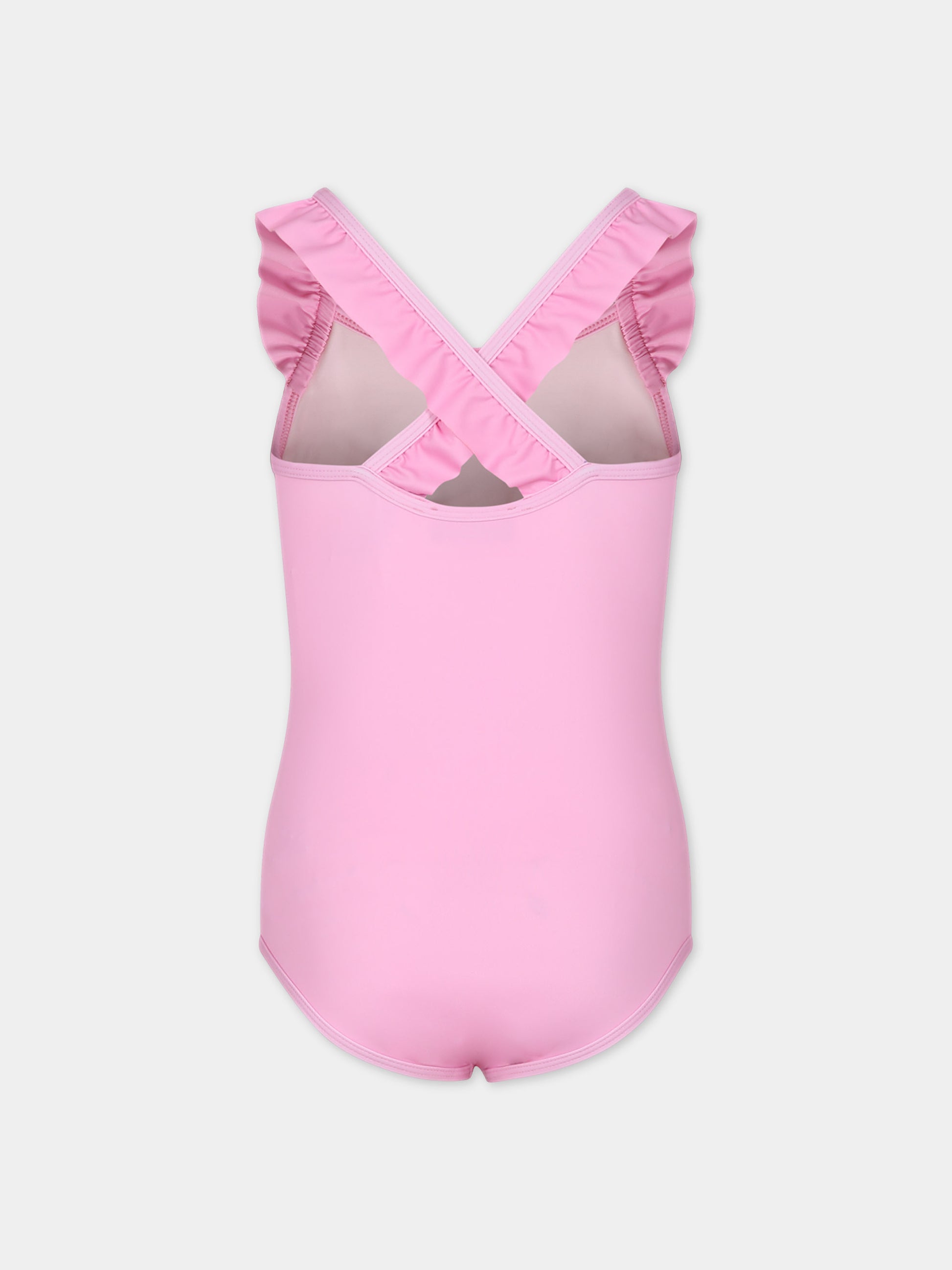 Costume intero rosa per neonata con logo,Moschino Kids,HDL00V LKA00 50206