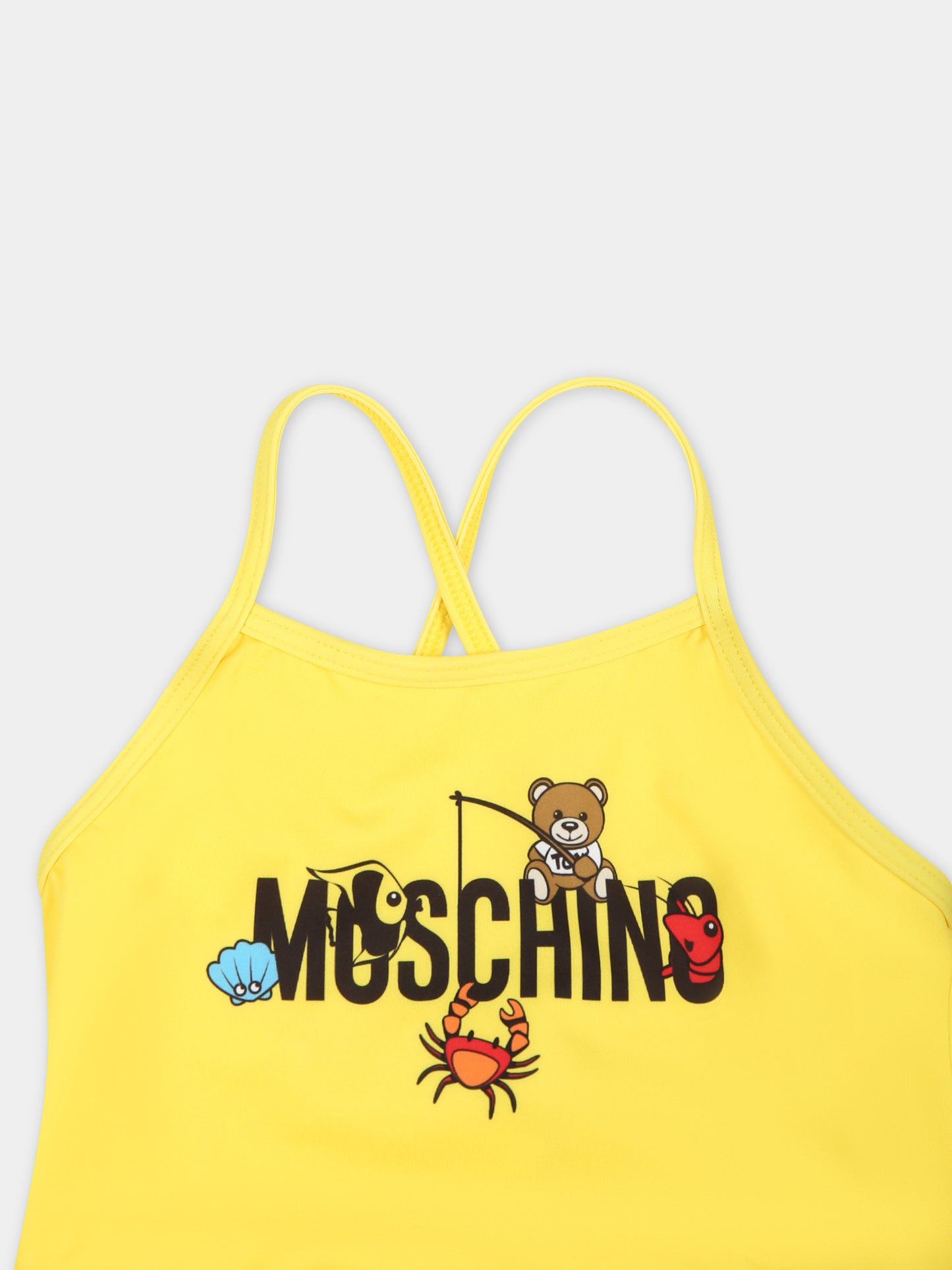 Costume giallo per neonata con Teddy Bear e animali marini,Moschino Kids,MDL00Q LKA00 50162