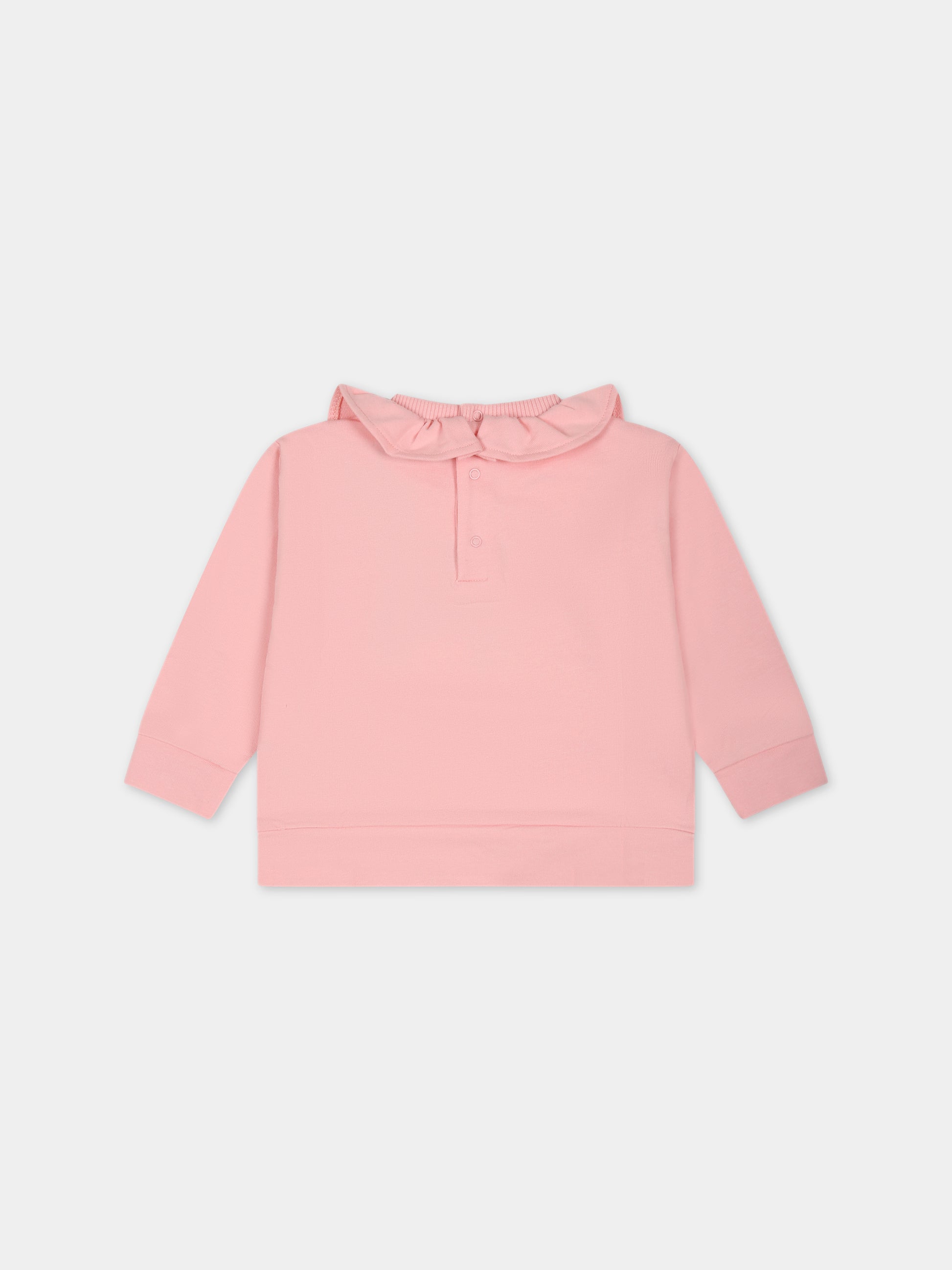 Felpa rosa per neonata con Teddy Bear e logo,Moschino Kids,MAF02A LDA00 50209