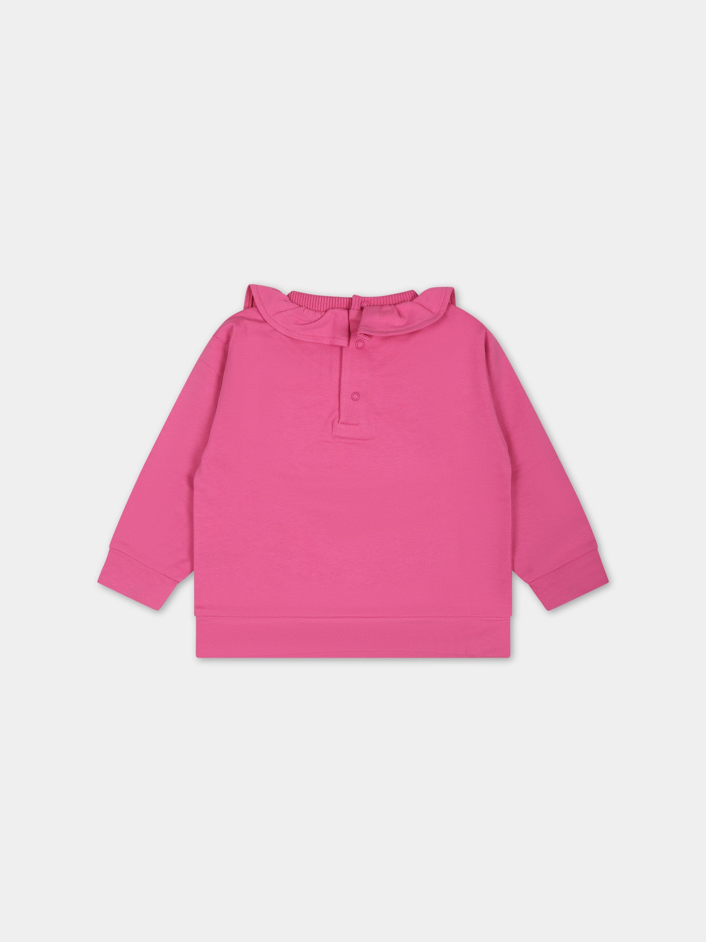 Felpa fucsia per neonata con Teddy Bear e logo,Moschino Kids,MAF02A LDA00 50879