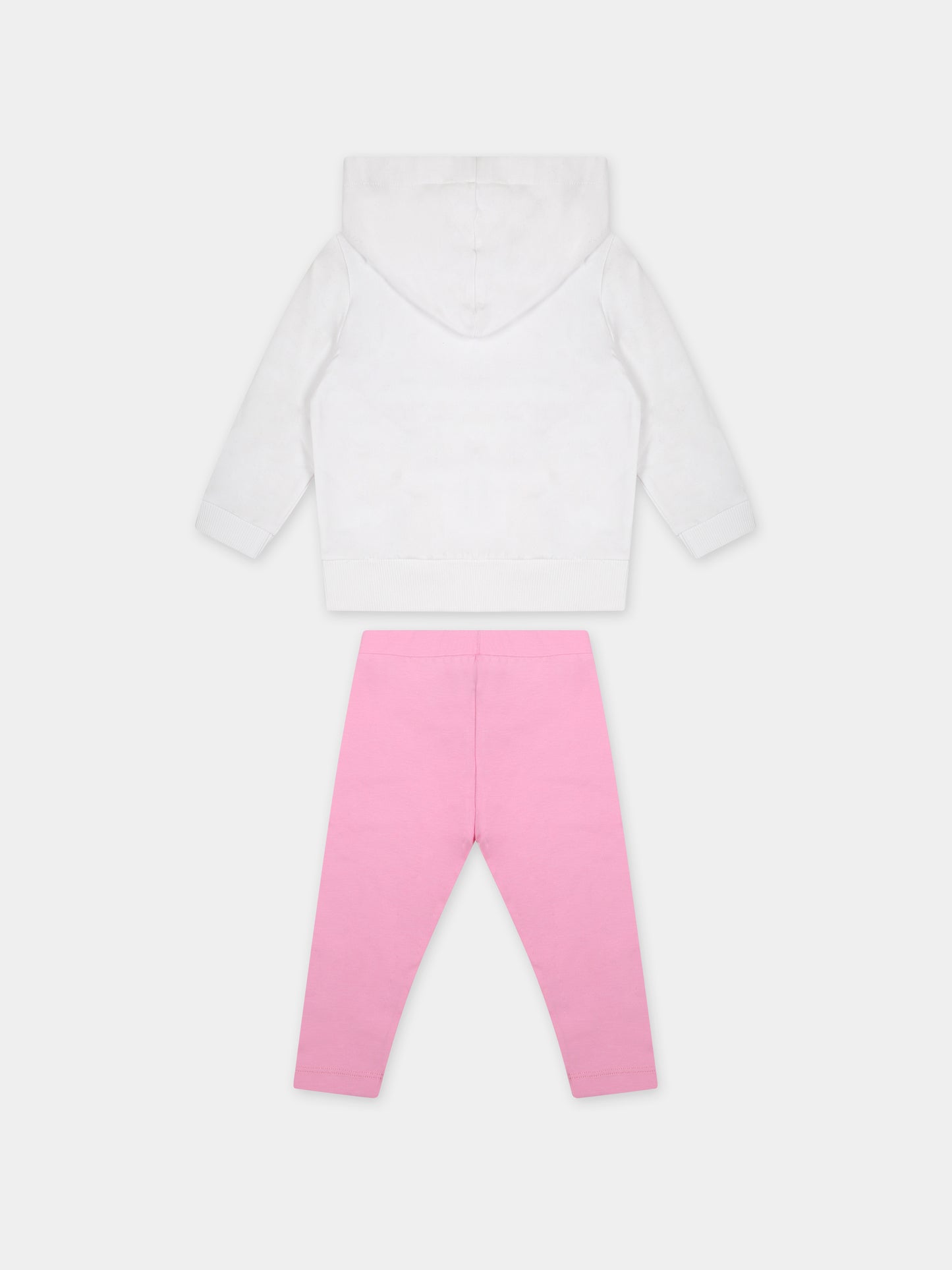 Completo bianco per neonata con Teddy Bear e logo,Moschino Kids,MDK02F LDA00 84340