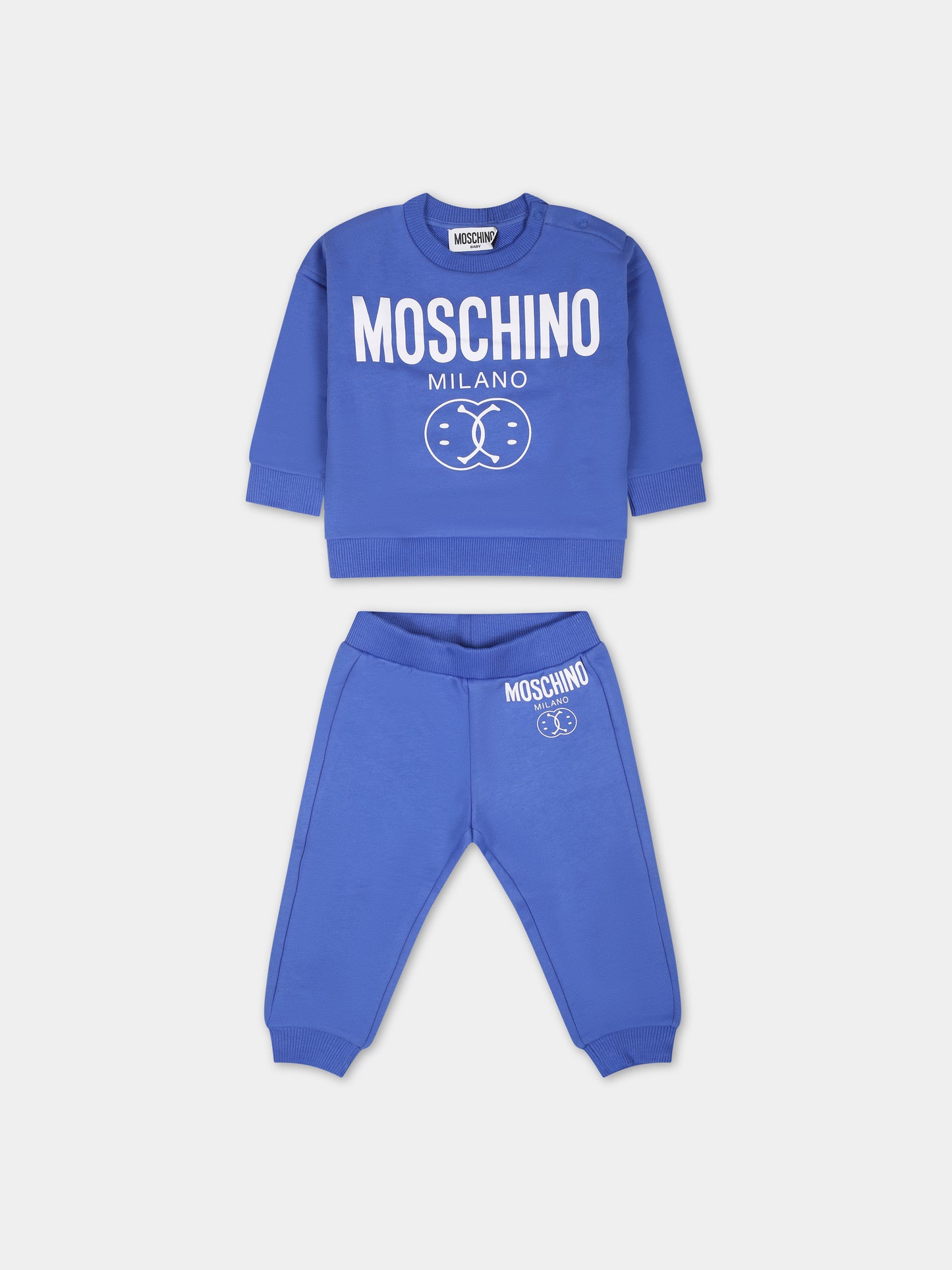 Completo blu per neonato con smile,Moschino Kids,MMK049 LCA32 40640