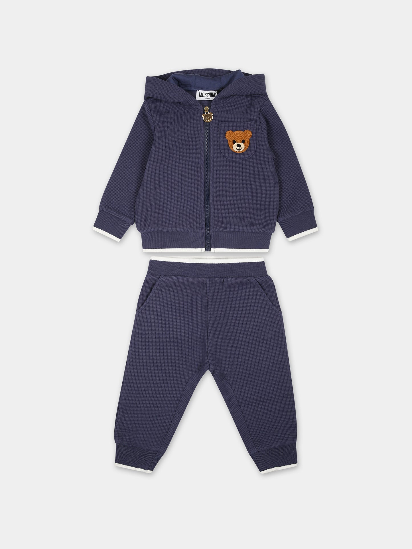Completo blu per neonati con Teddy Bear,Moschino Kids,MUK048 LCA57 40016