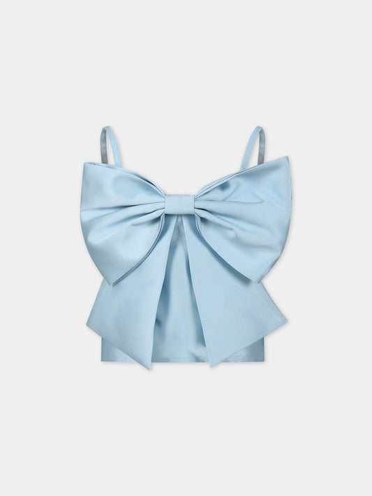 Top celeste per bambina con fiocco,Caroline Bosmans,SS24 1516 60 6010