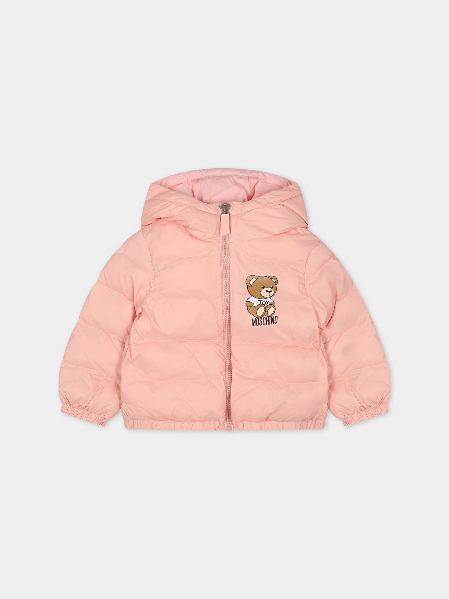 Piumino rosa per bambina con Teddy Bear,Moschino Kids,MUS02D L3A69 50209