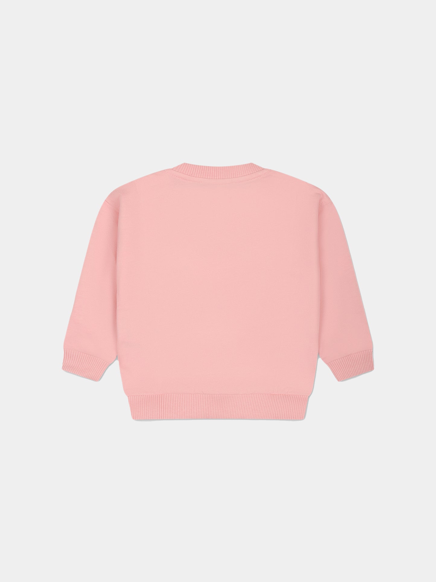 Felpa rosa per neonata con Teddy Bear,Moschino Kids,MWF03N LCA19 50209