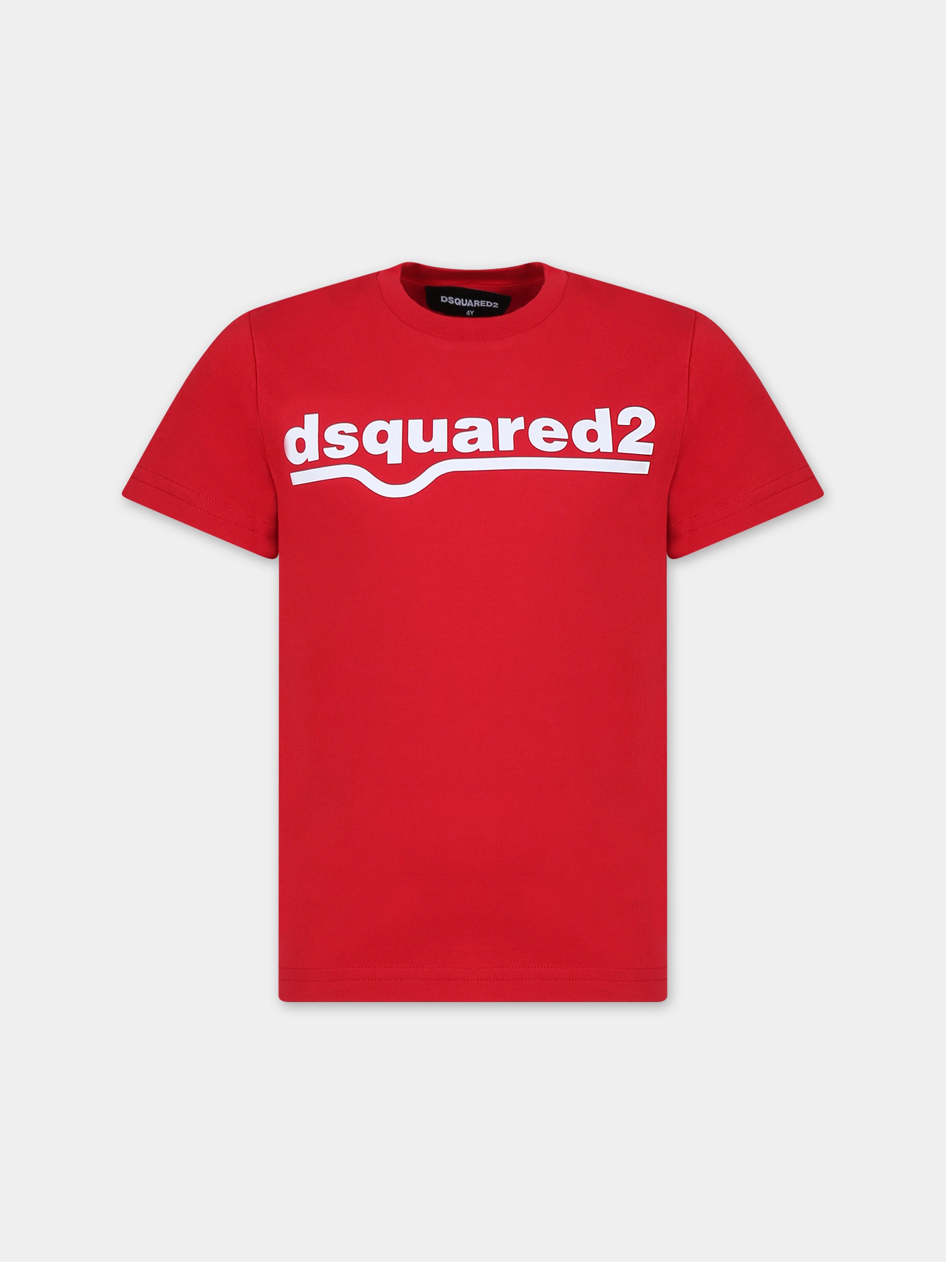 T-shirt rossa per bambino con logo,Dsquared2,DQ0513-D002F DQ405