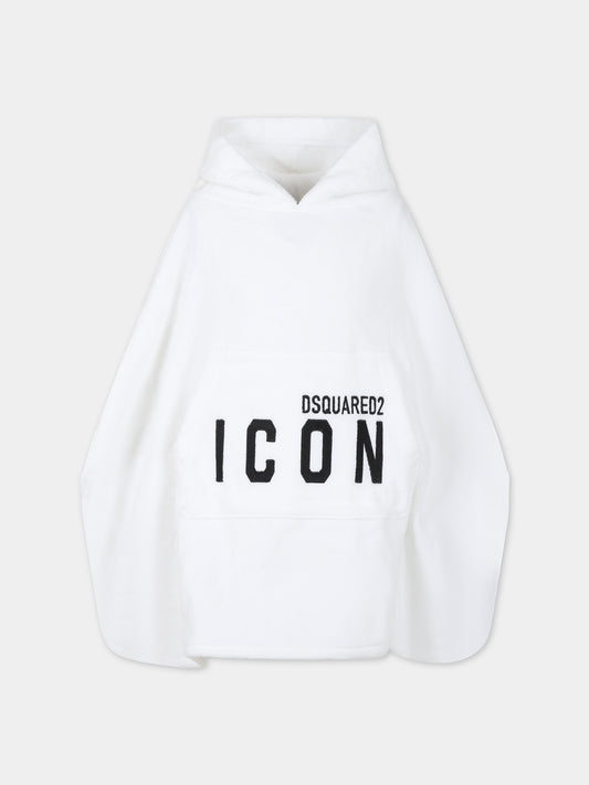 Accappatoio bianco per neonato con logo,Dsquared2,DQ0654 D008K DQ100