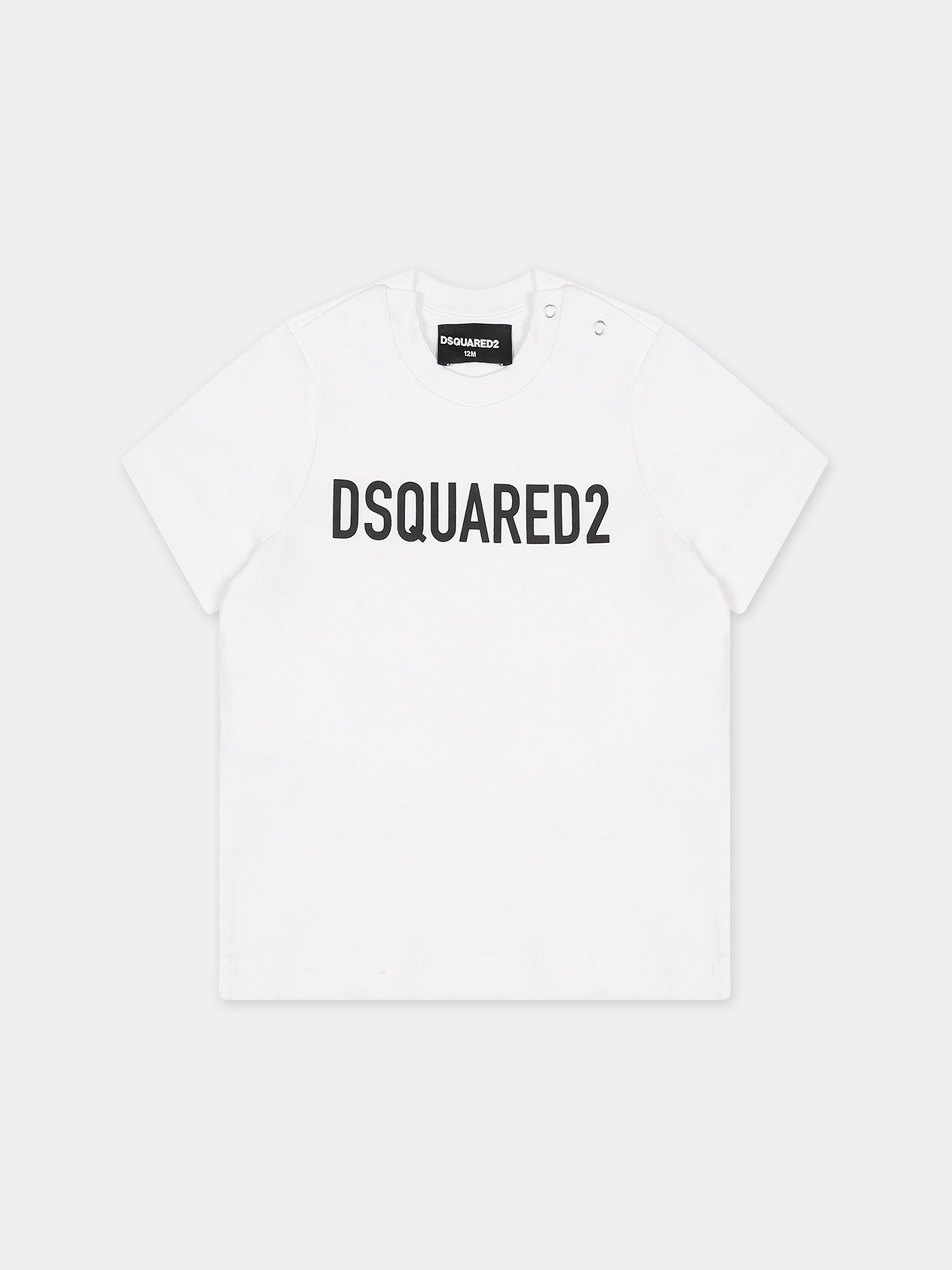 T-shirt bianca per neonati con logo,Dsquared2,DQ1781 D0A4C DQ100