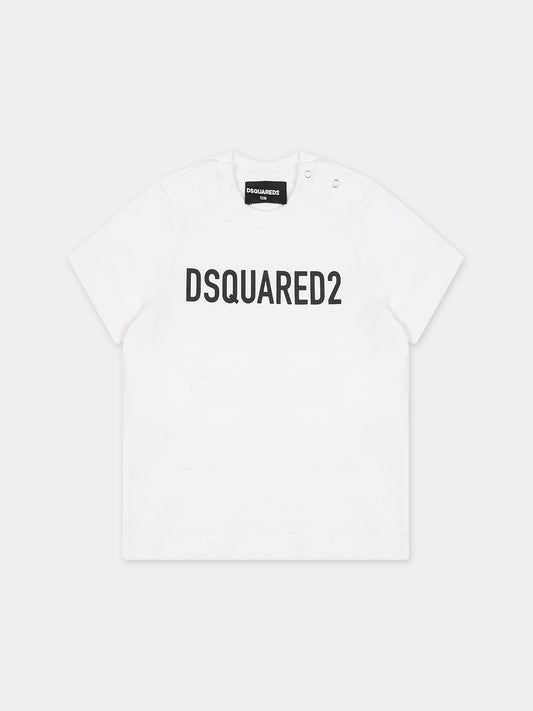 T-shirt bianca per neonati con logo,Dsquared2,DQ1781 D0A4C DQ100