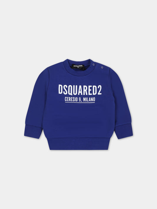 Felpa blu per neonati con logo,Dsquared2,DQ0843 D002Y DQ870