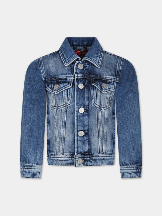 Giubbotto di jeans blu per bambino con logo,Diesel,00J4QC KXBGC K01