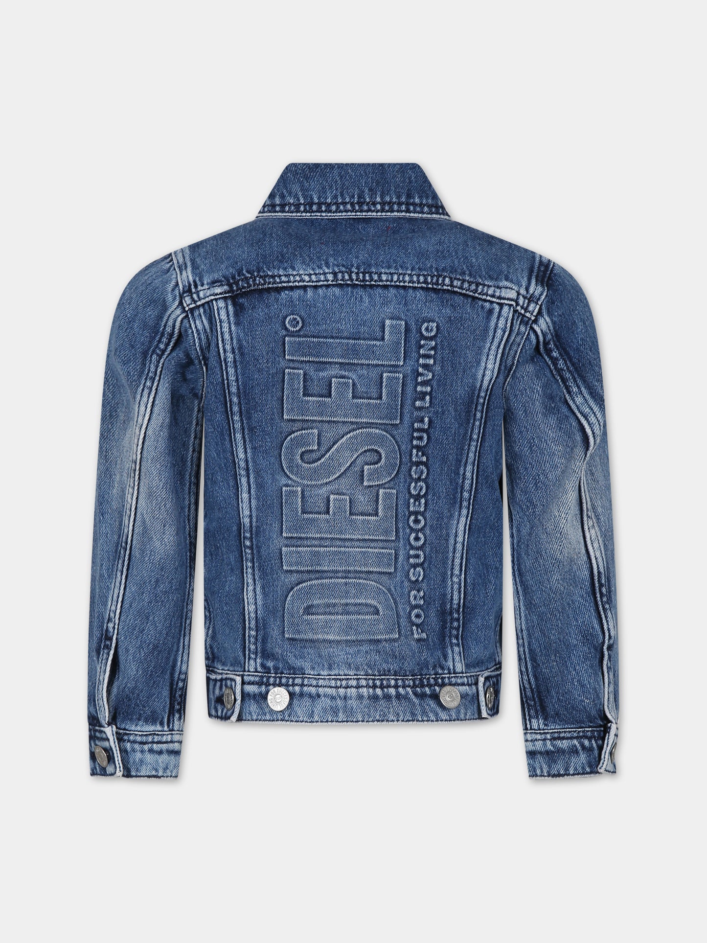 Giubbotto di jeans blu per bambino con logo,Diesel,00J4QC KXBGC K01