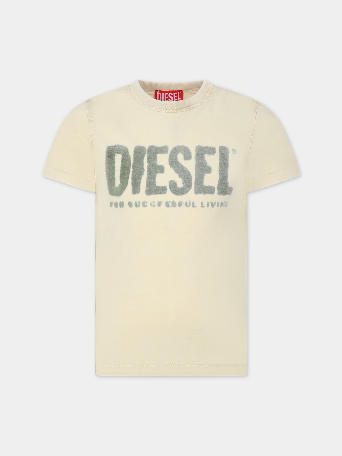 T-shirt gialla  per bambino con logo,Diesel,J01130 0KFAV K243