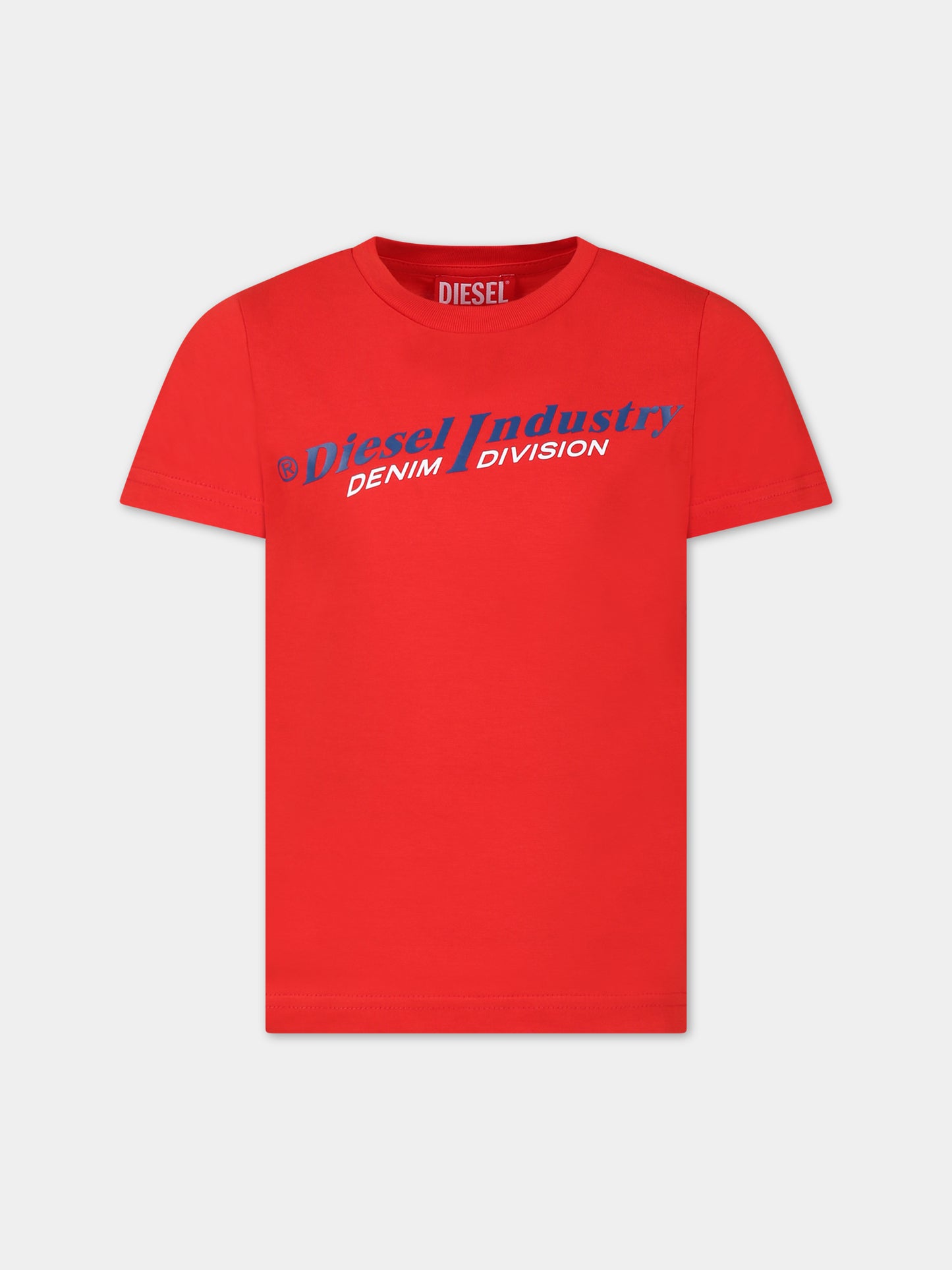 T-shirt rossa per bambino con logo,Diesel,J01132 00YI9 K438