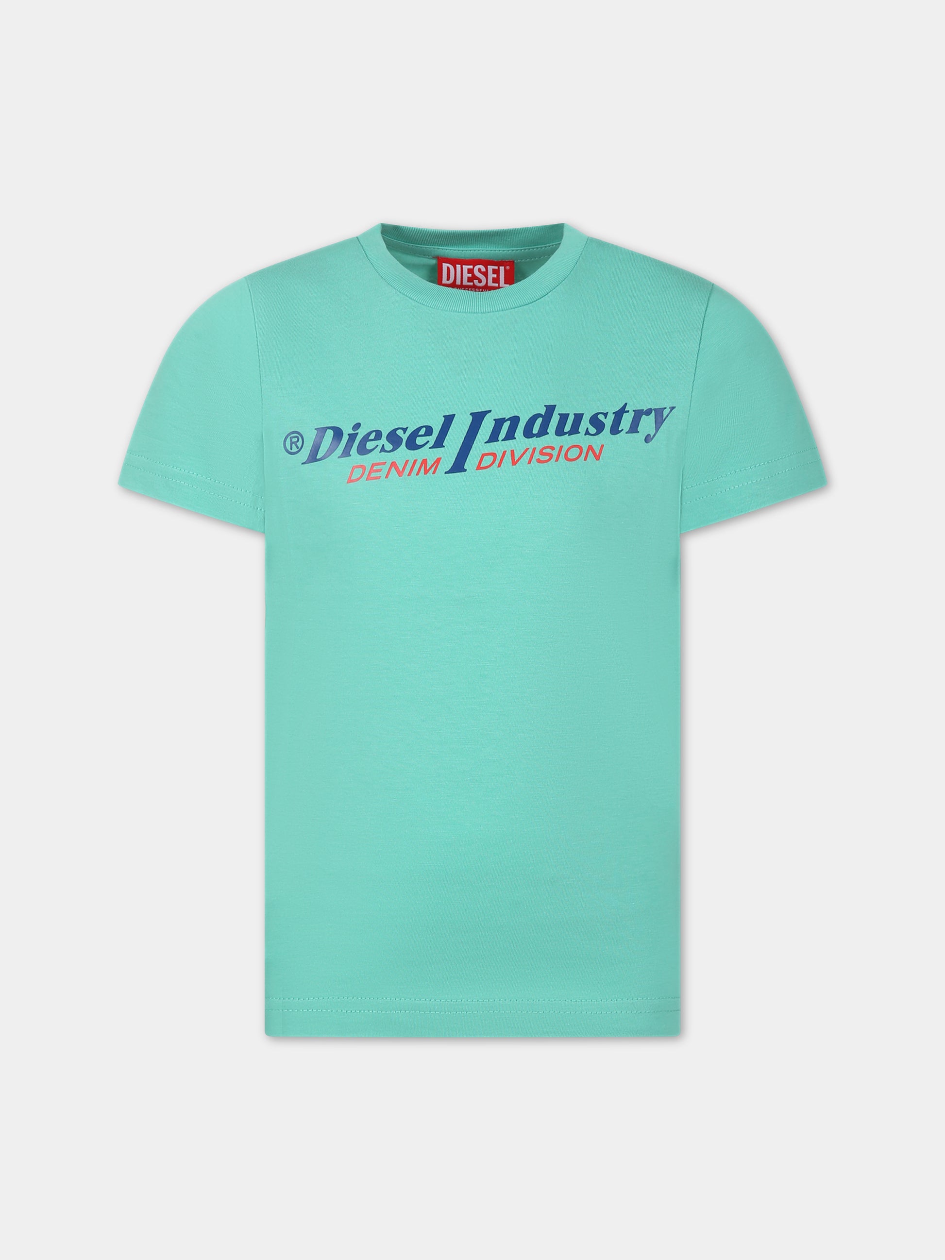 T-shirt verde per bambino con logo,Diesel,J01132 00YI9 K50T